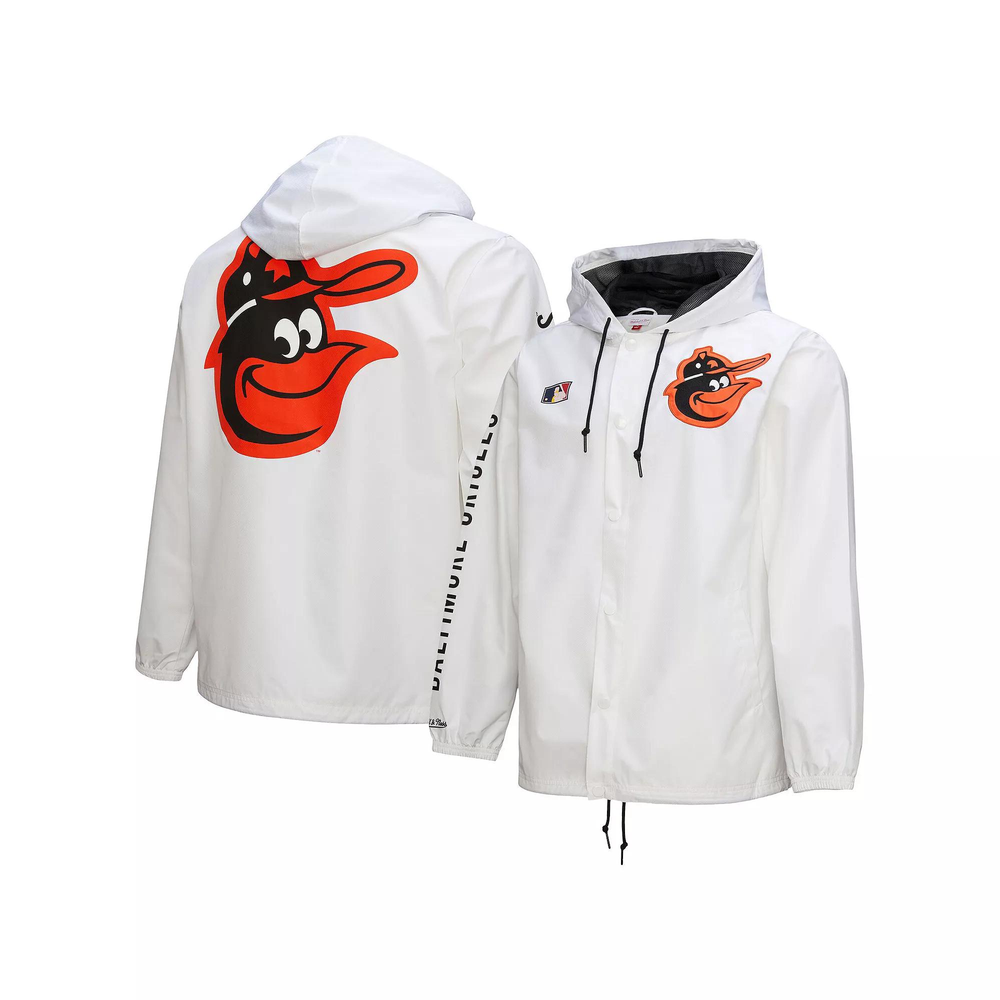 Men's Mitchell & Ness White Baltimore Orioles Vintage Full-Snap Hooded Coaches Jacket,  Product Image