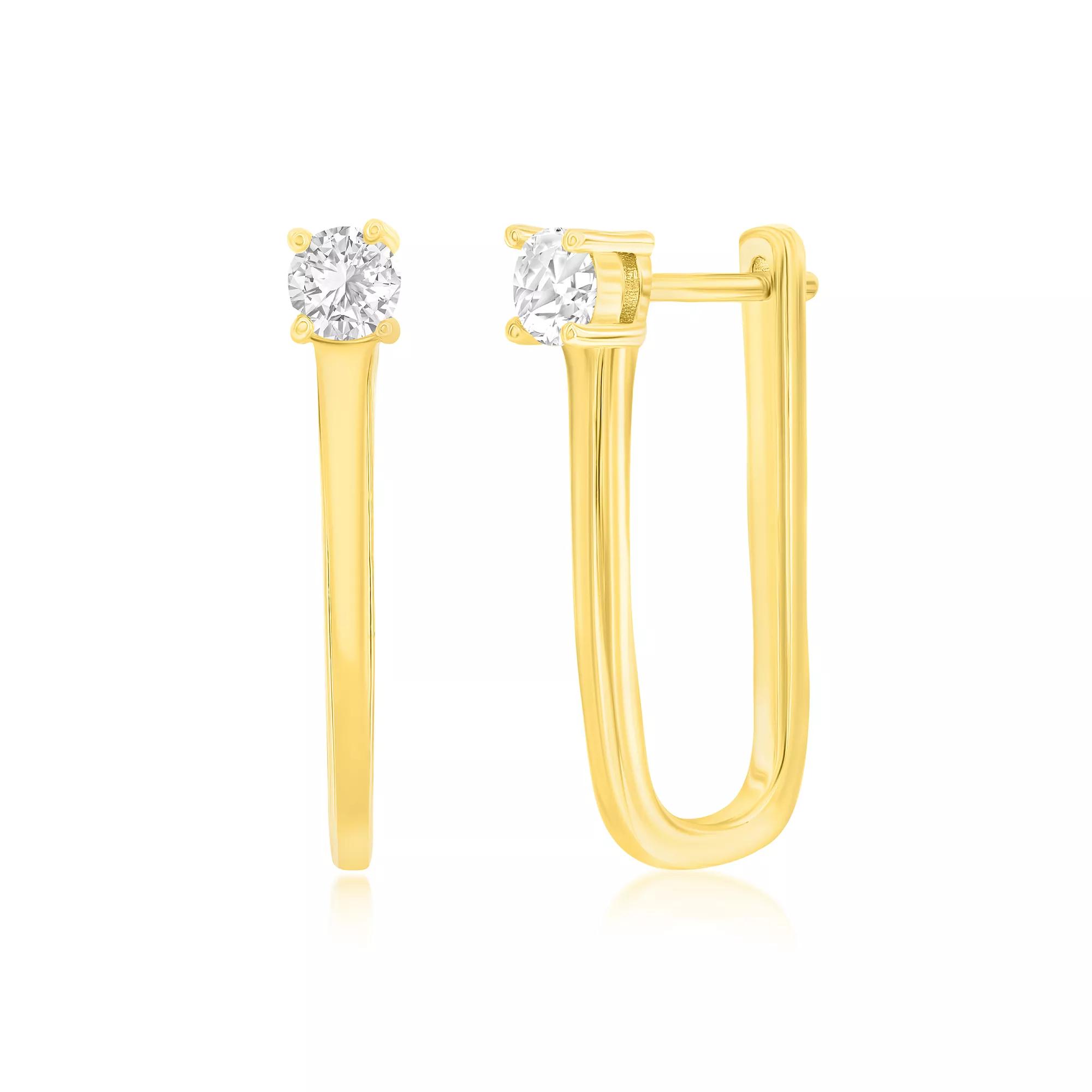 Argento Bella Sterling Silver Cubic Zirconia U-Shape Earrings, Women's, Gold Tone Product Image
