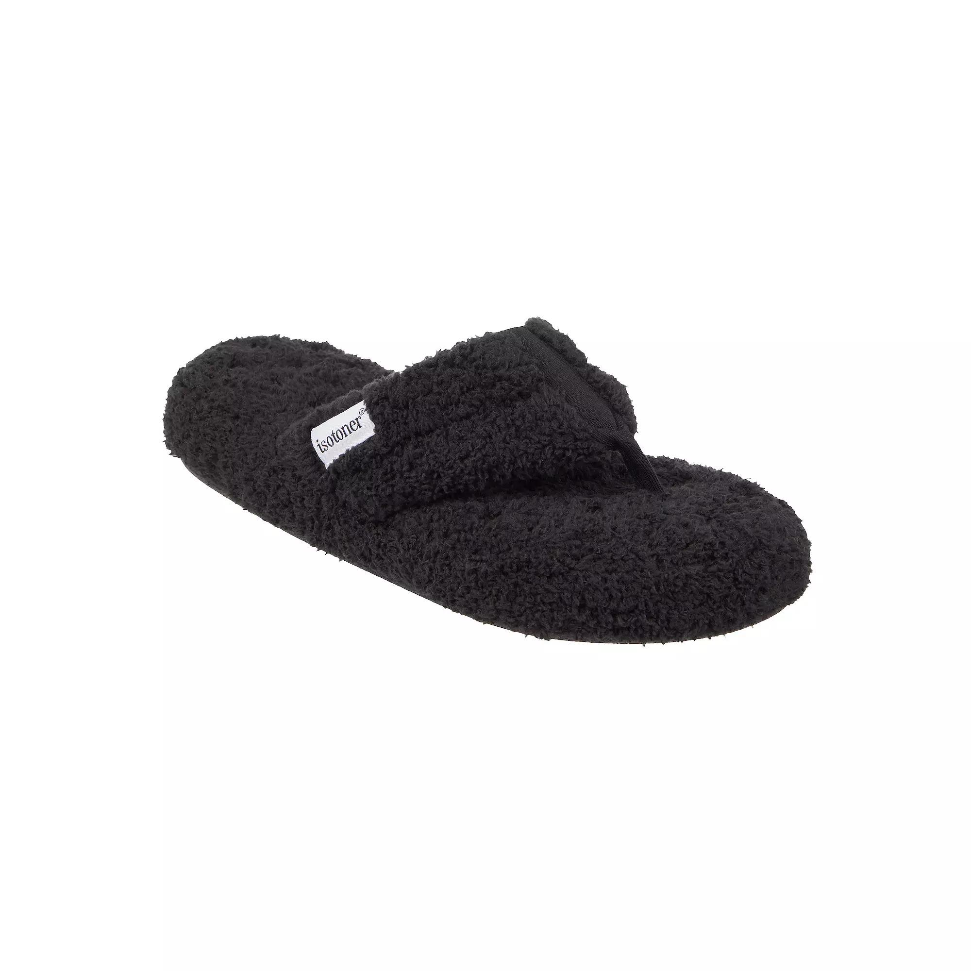 isotoner Joey Women's Soft Pile Thong Slippers, Size: Medium, Black Product Image