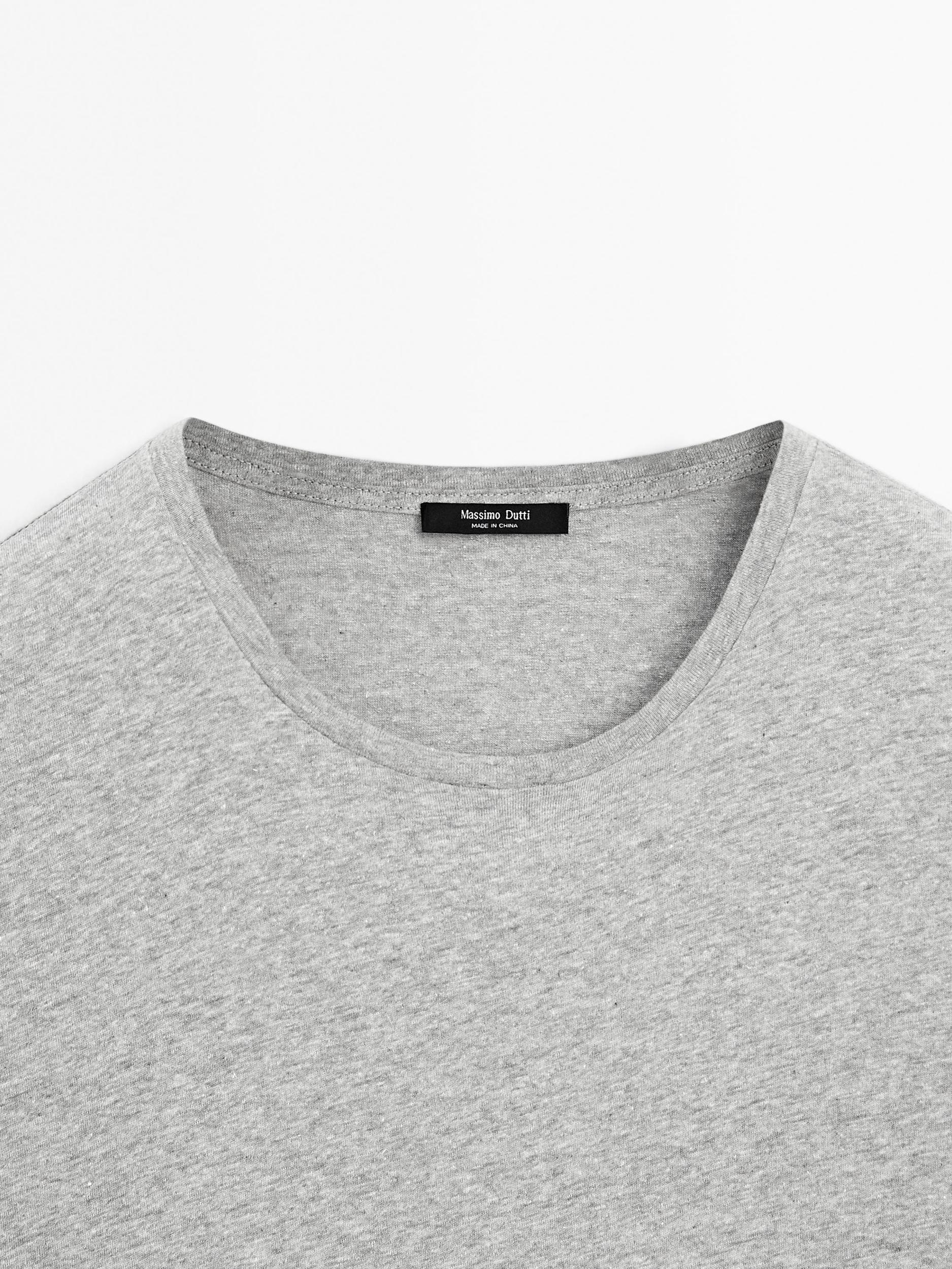 Melange cotton and linen t-shirt Product Image