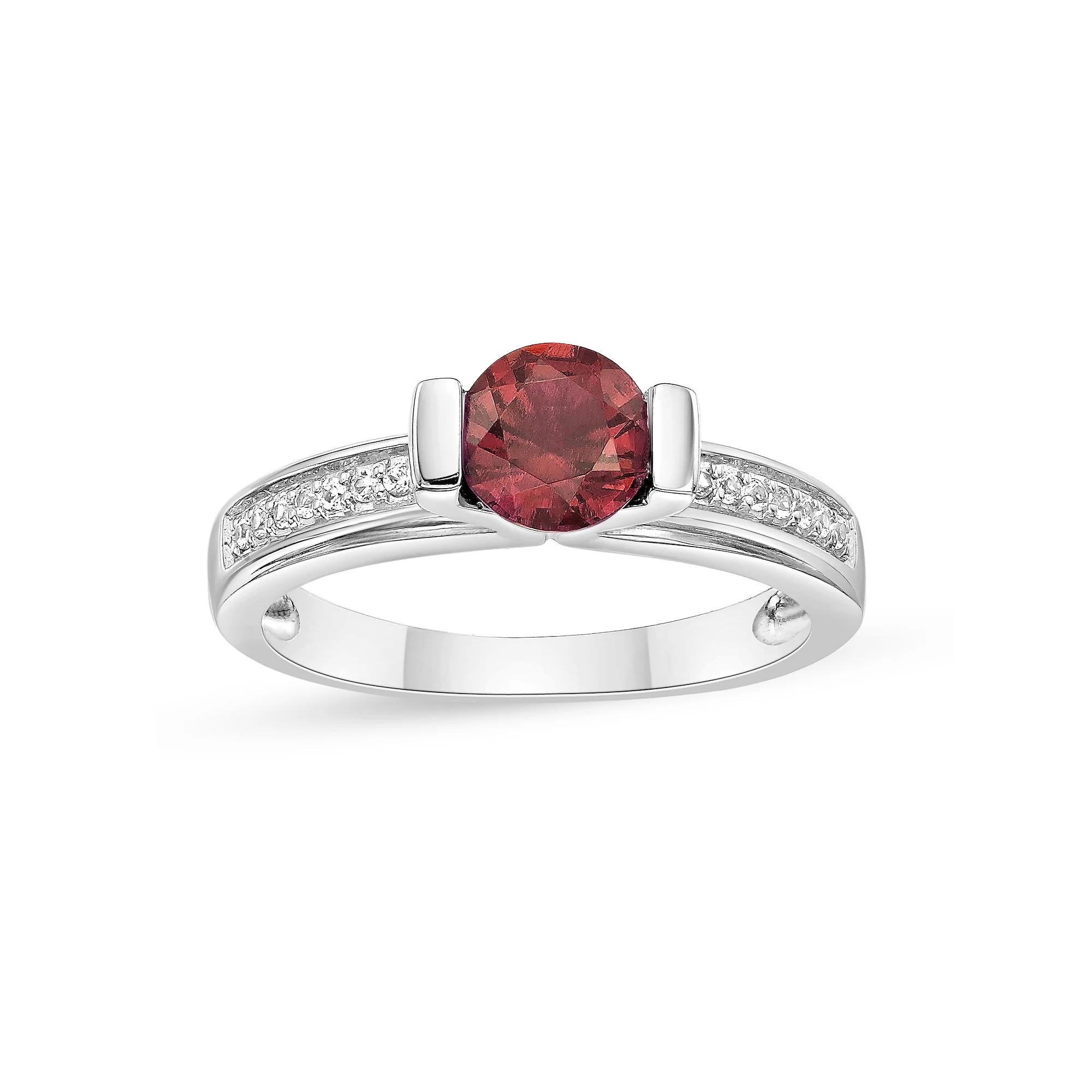 Gemminded Sterling Silver Lab-Created Gemstone & Lab-Created White Sapphire Ring, Women's, Size: 8, Sterling Cr Red Product Image