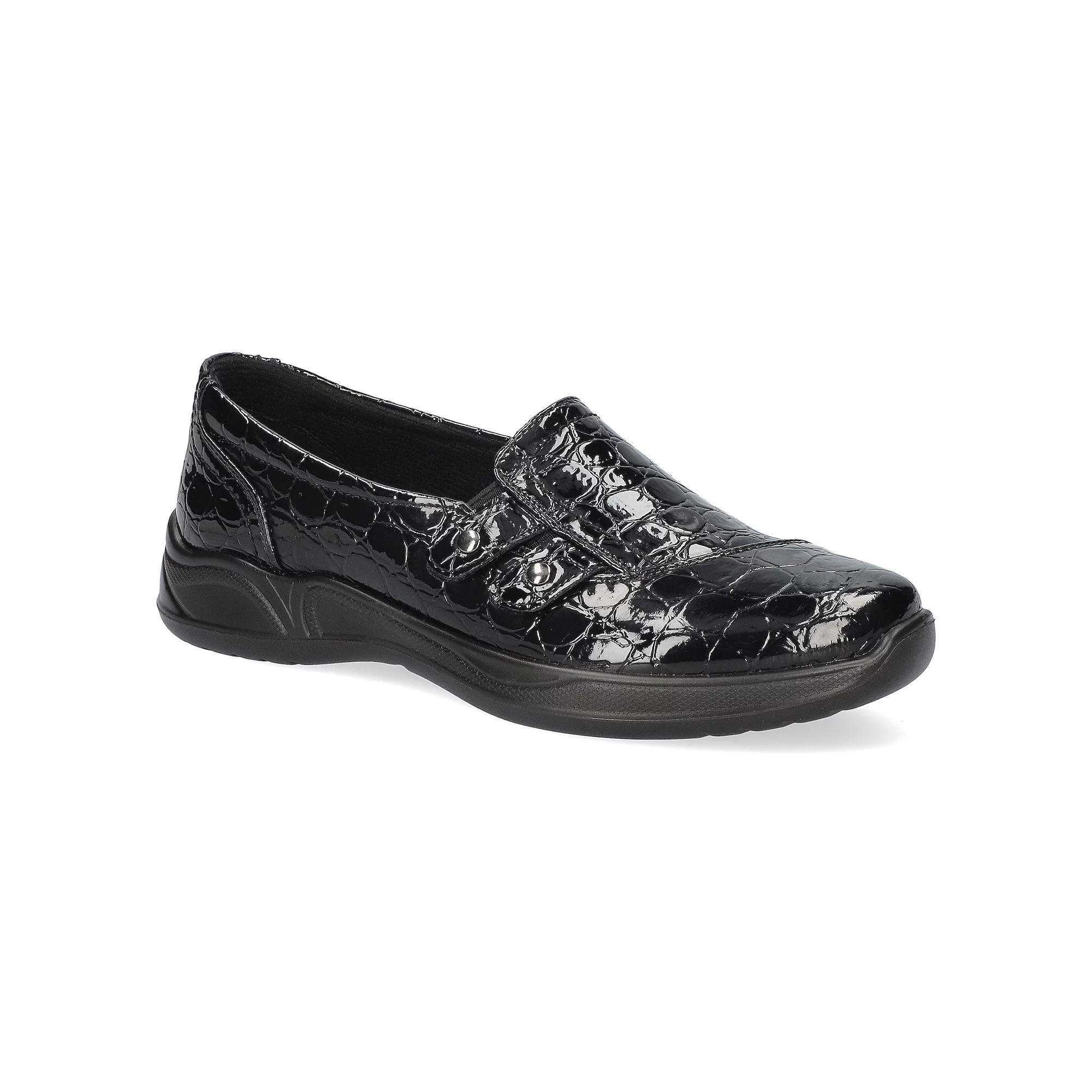 Easy Street Tune Women's Slip-On Comfort Flats, Size: 6.5 Wide, Black Patent Croco Product Image