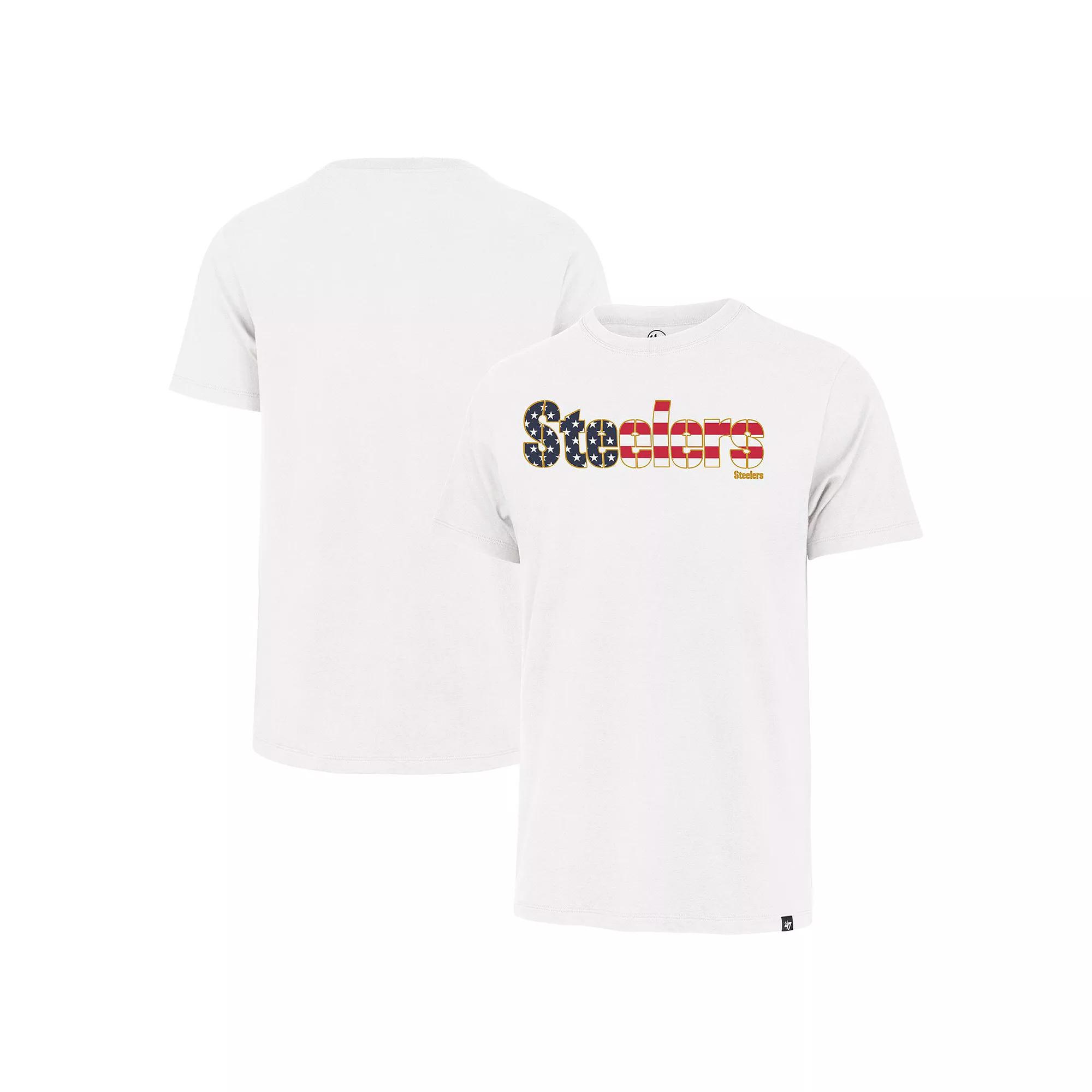 Men's '47 White Pittsburgh Steelers Flag Script Franklin T-Shirt,  Product Image
