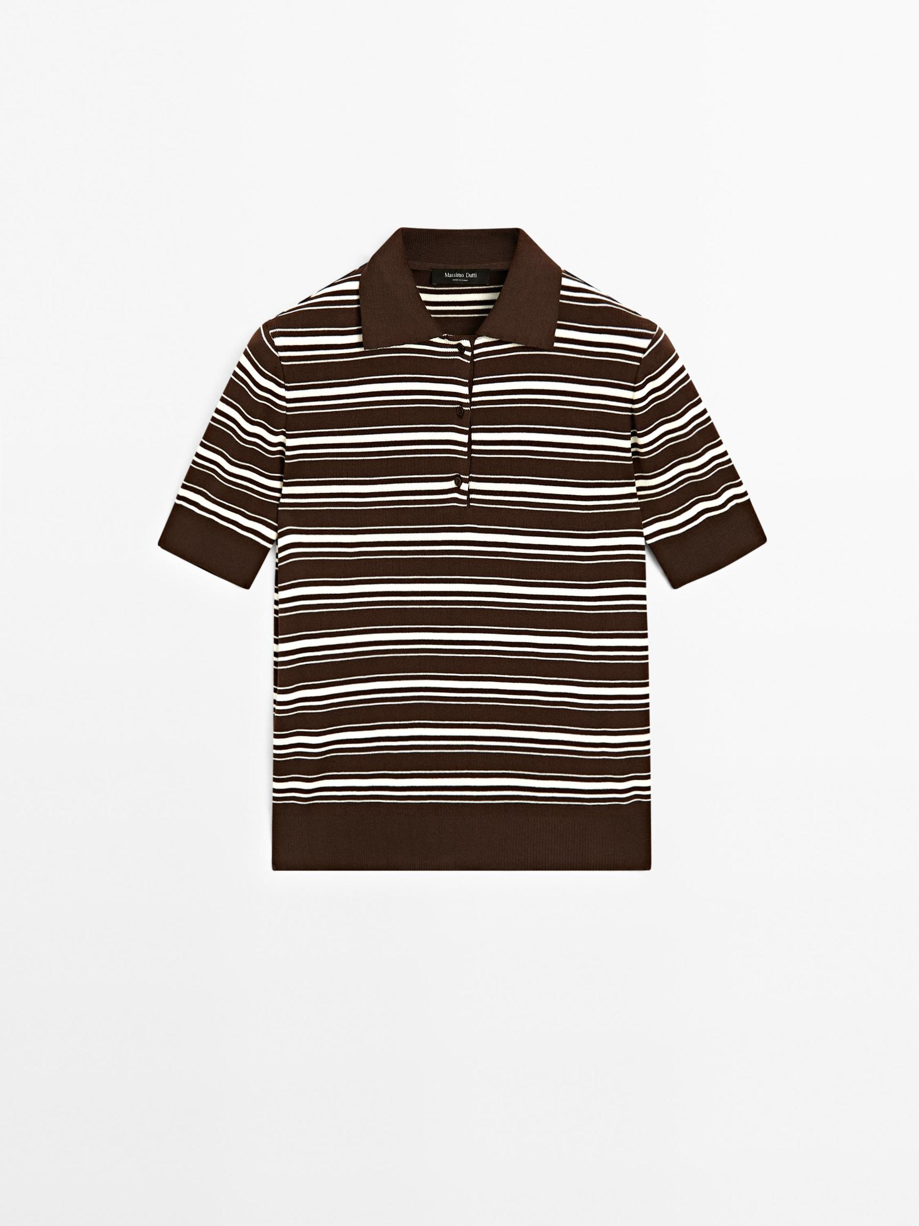 100% cotton polo shirt with striped details Product Image