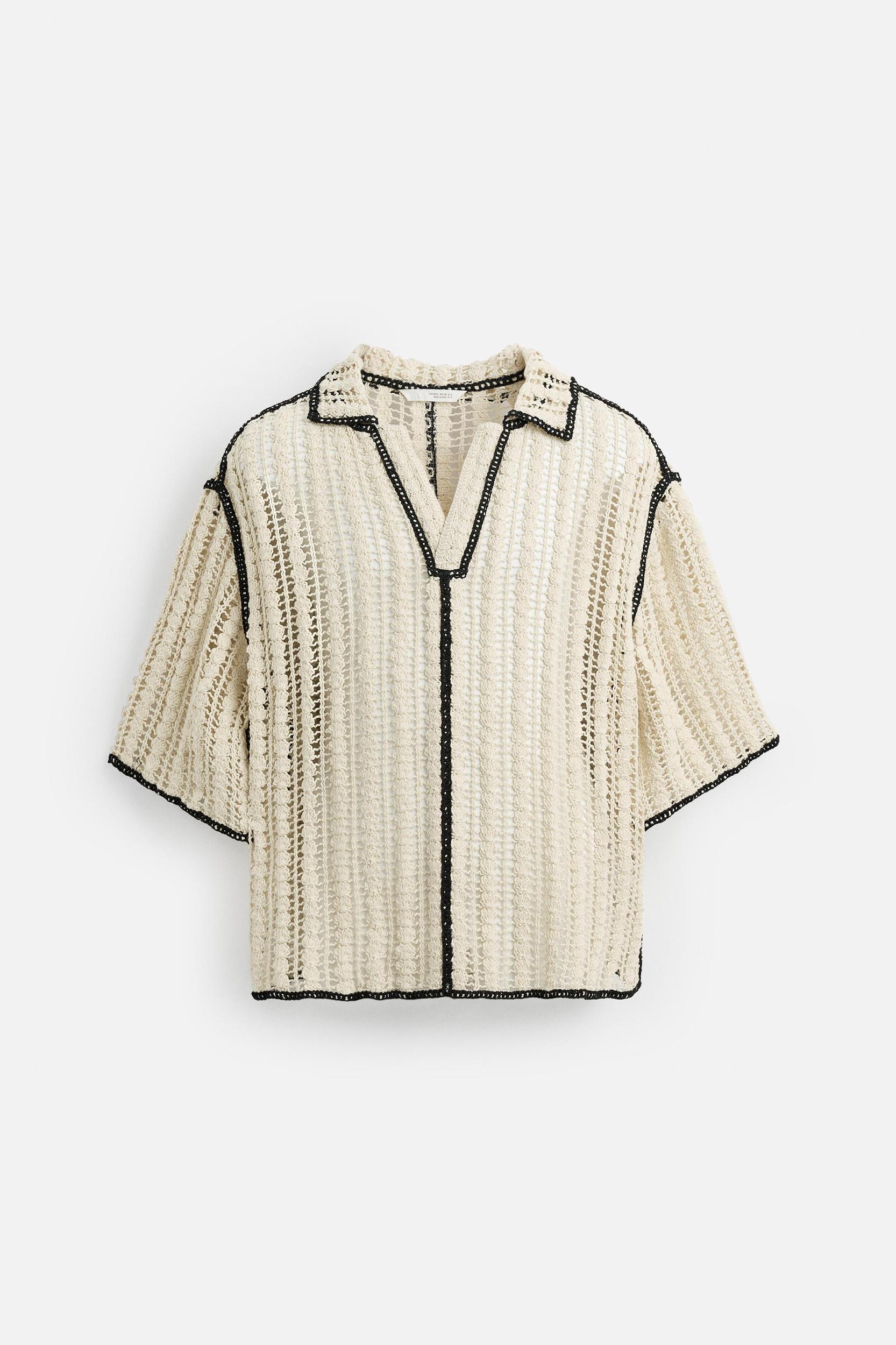 CROCHET TEXTURED POLO SHIRT Product Image