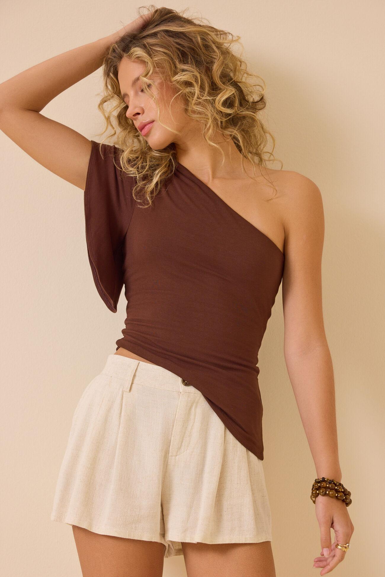 Jolene One Shoulder Ruffle Top Product Image