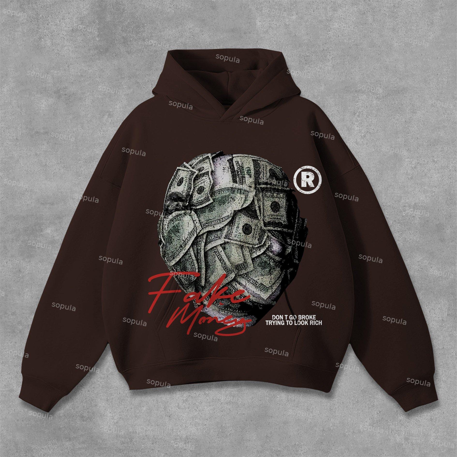 Sopula Don't Go Broke Trying To Look Rich Graphics Pocket Hoodie Product Image