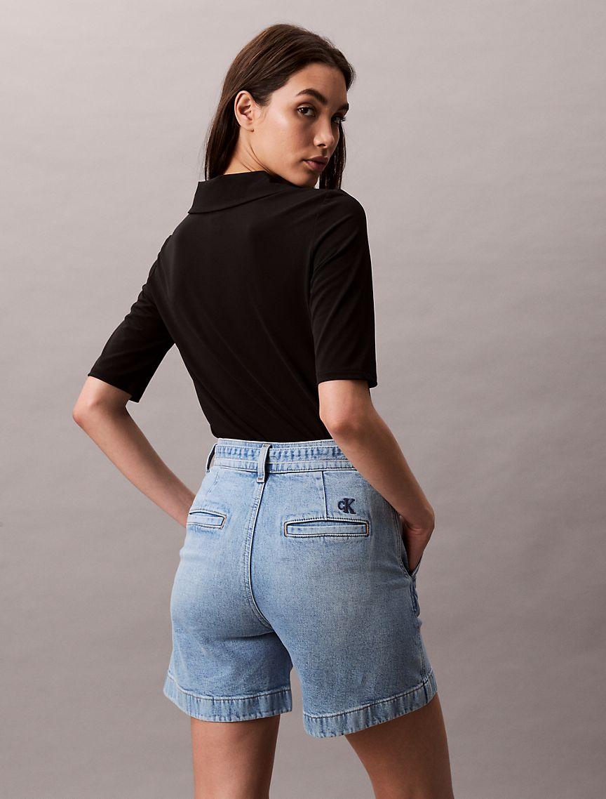 Tie Belt Denim Shorts  Product Image