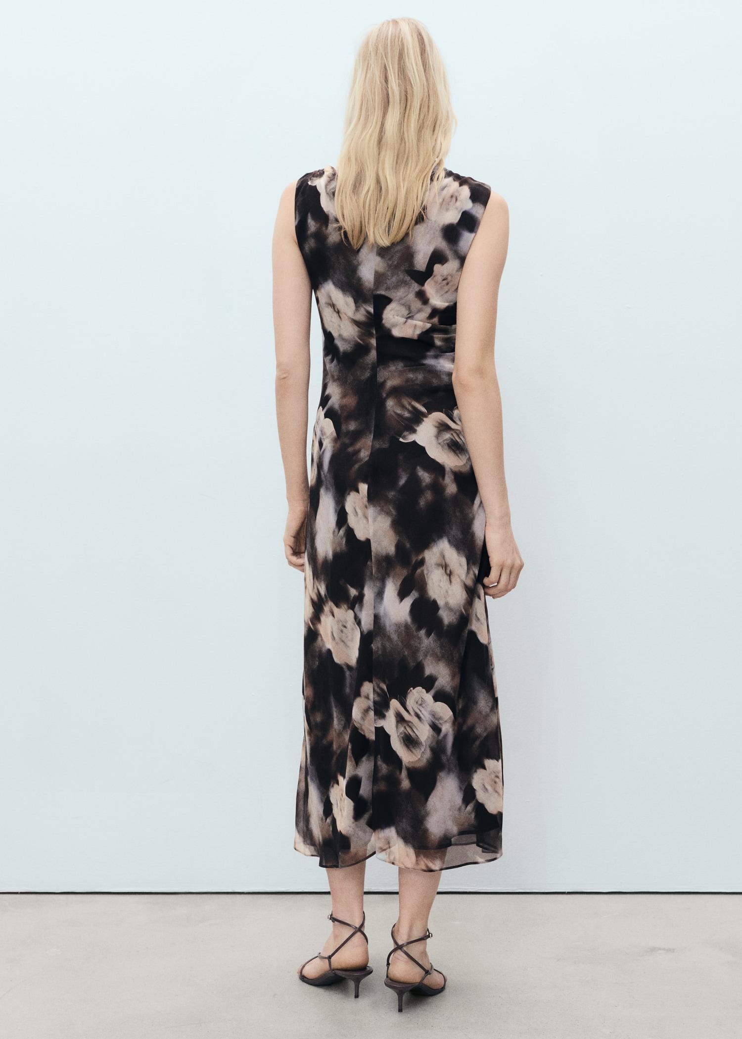 Floral-print draped dress - Women | MANGO USA Product Image