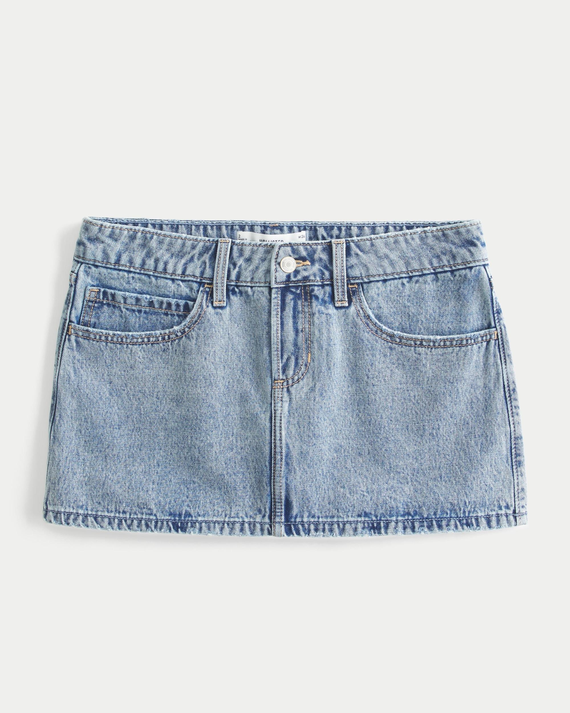 Low-Rise Pink Denim Mini Skort Product Image