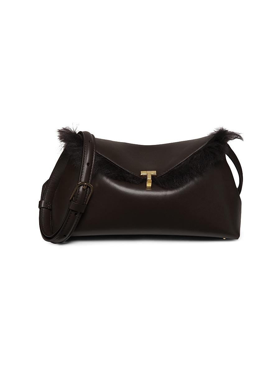 Womens Shearling T-Lock Leather Clutch Product Image