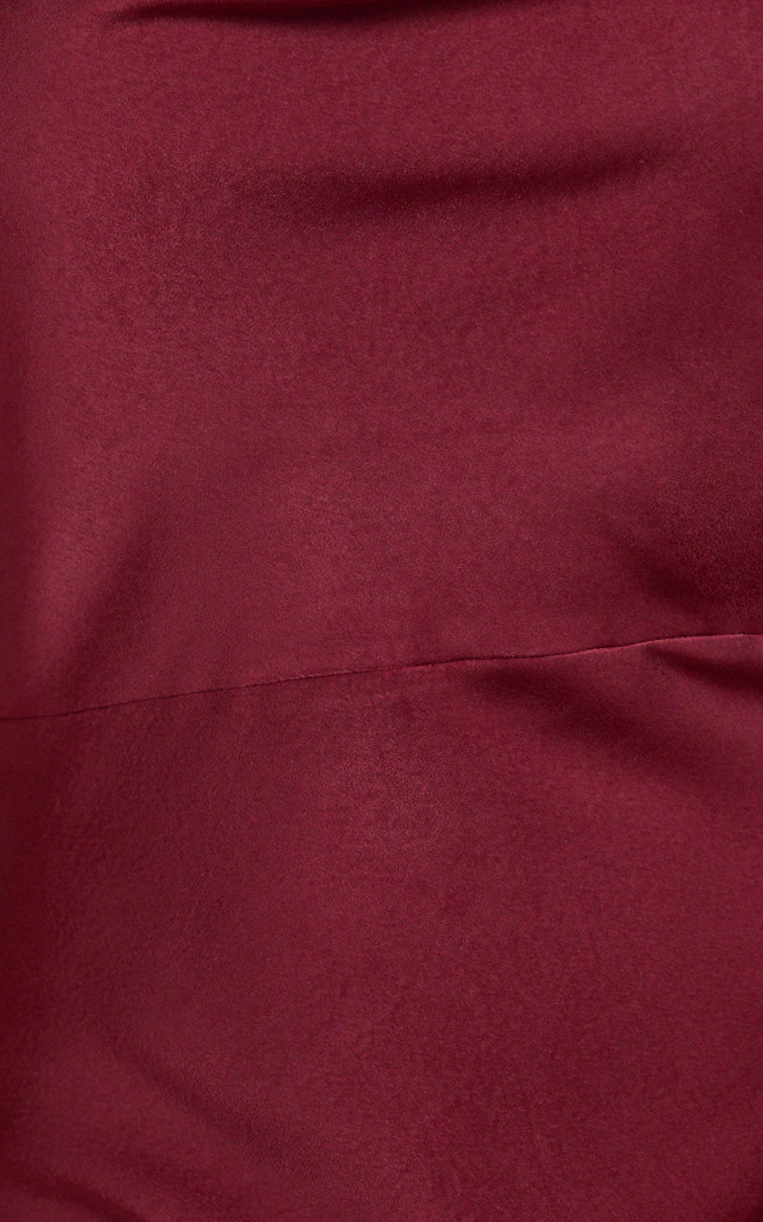 Dara Midi Dress - Low Neck Sleeveless Slip Dress in Wine Product Image