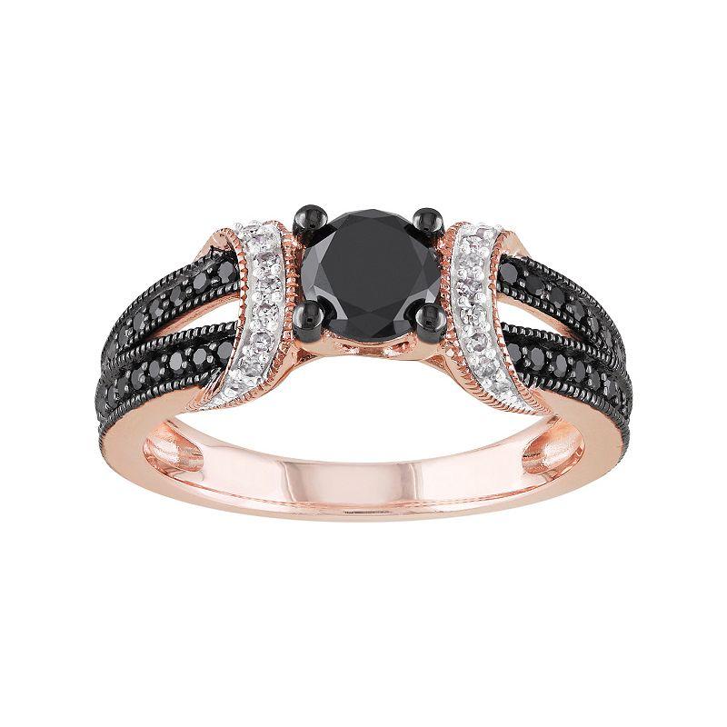 Stella Grace 10k Rose Gold 1 Carat T.W. Black & White Diamond Engagement Ring, Women's,  Product Image