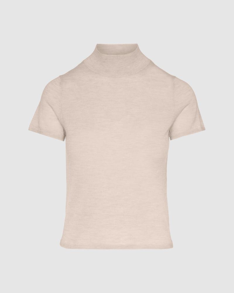Cashmere Mock Neck Short Sleeve Sweater Product Image