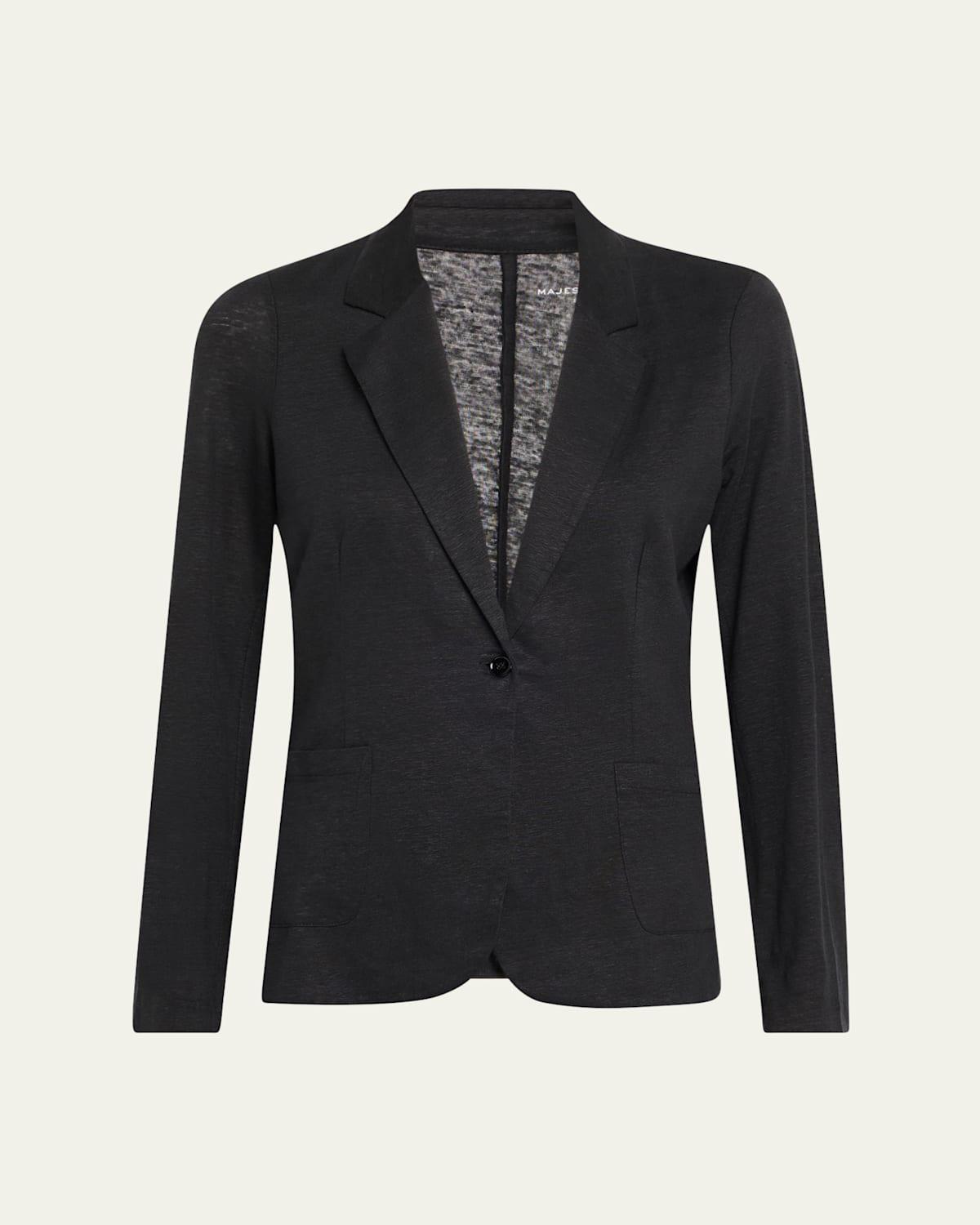Womens Stretch Linen-Knit Blazer Product Image
