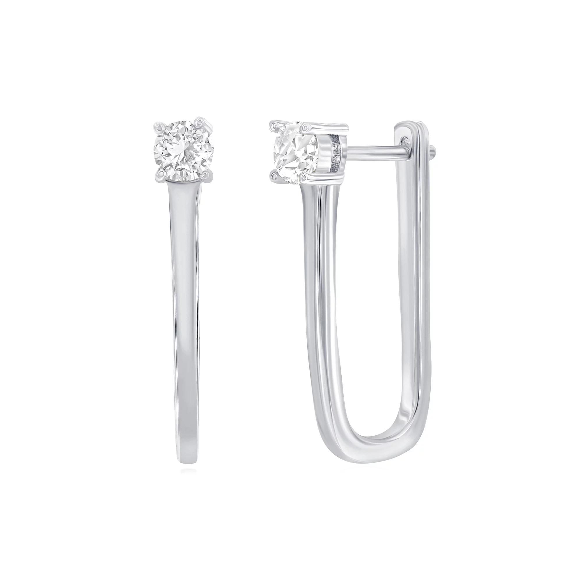 Argento Bella Sterling Silver Cubic Zirconia U-Shape Earrings, Women's Product Image