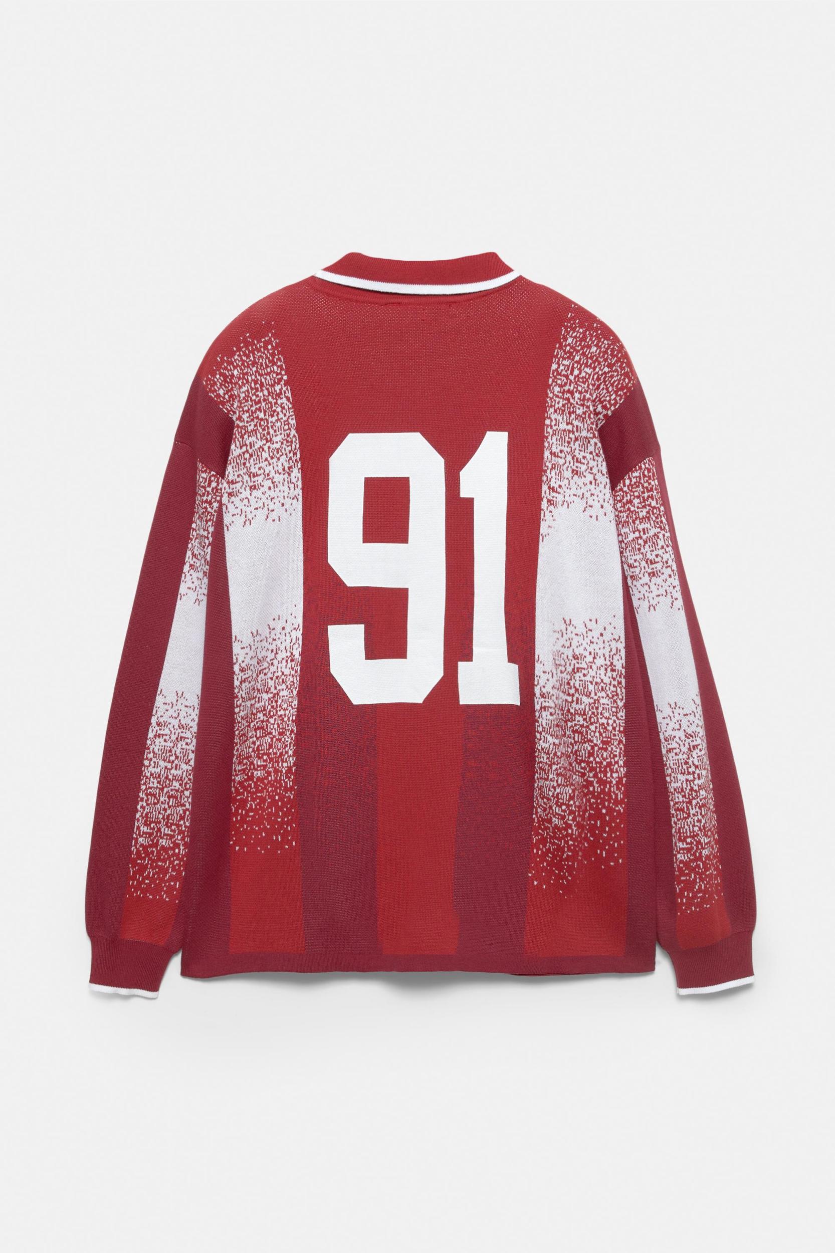 Knit football-style polo shirt 91 Product Image