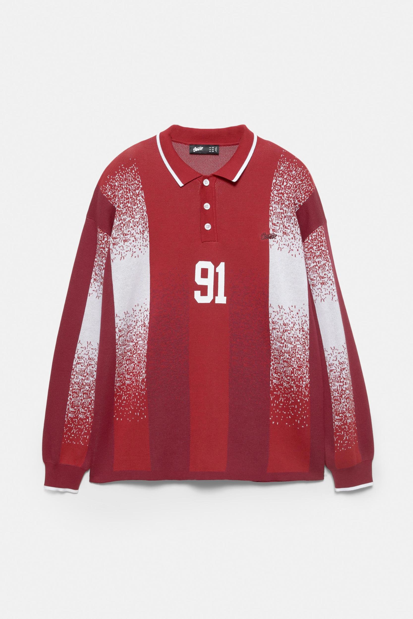 Knit football-style polo shirt 91 Product Image
