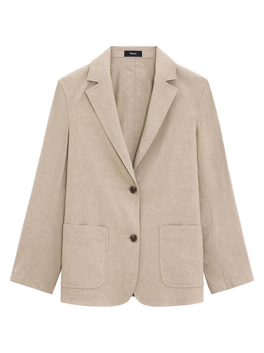 Womens Relaxed Single-Breasted Patch Pocket Jacket Product Image