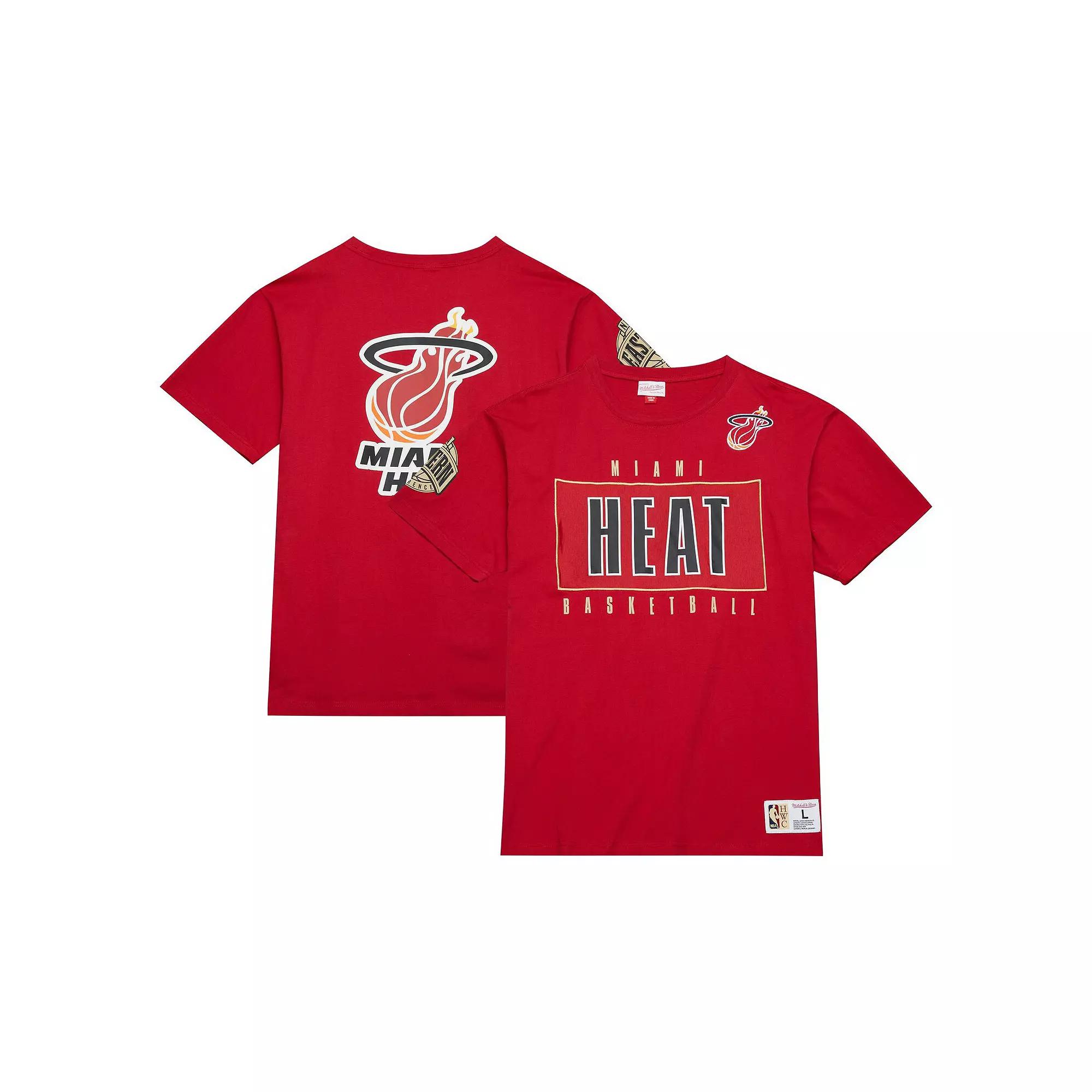 Men's Mitchell & Ness Red Miami Heat Hardwood Classics Team OG 2.0 Premium Vintage Logo T-Shirt, Size: Medium Product Image