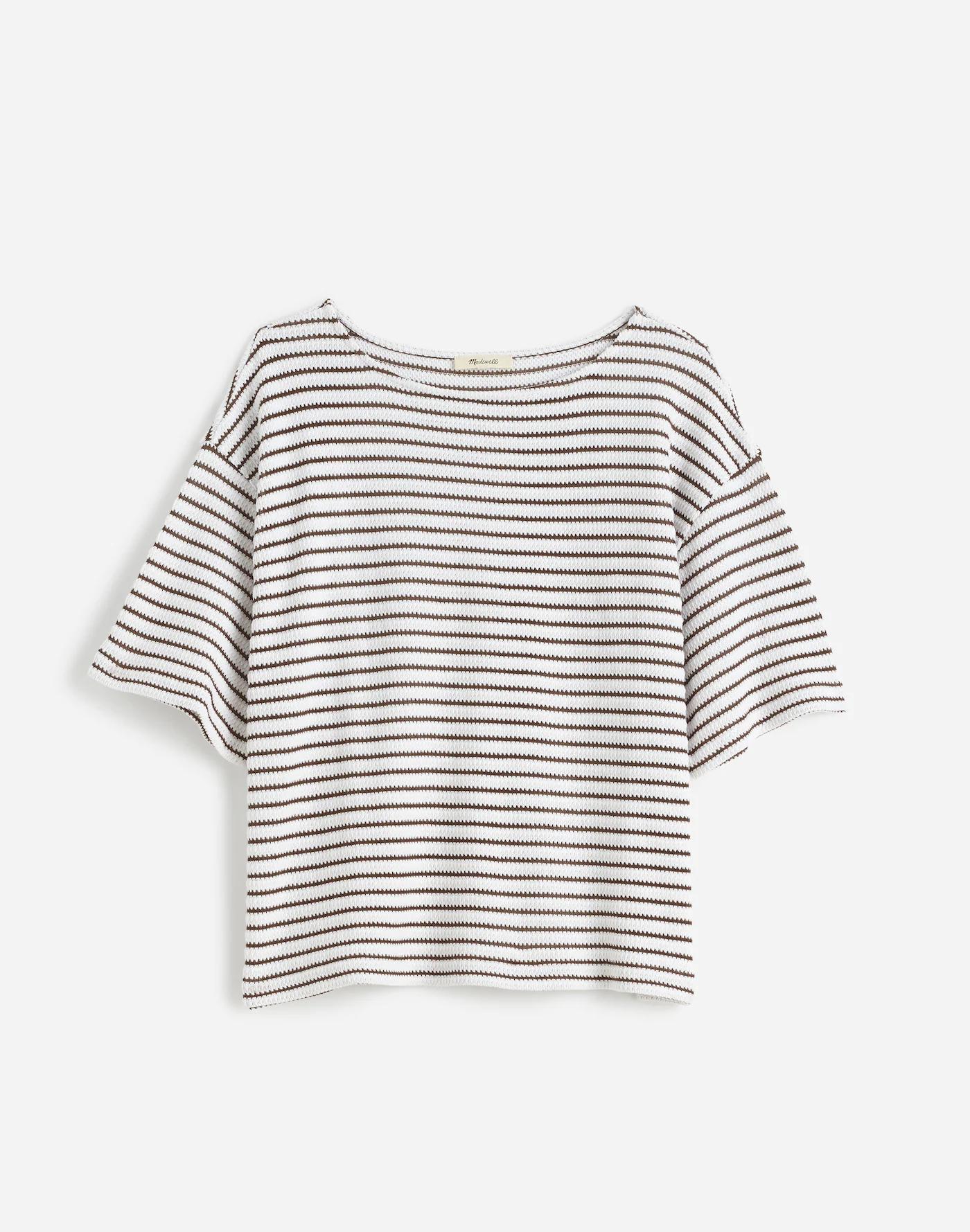Embroidered Boxy Knit Tee in Stripe Product Image