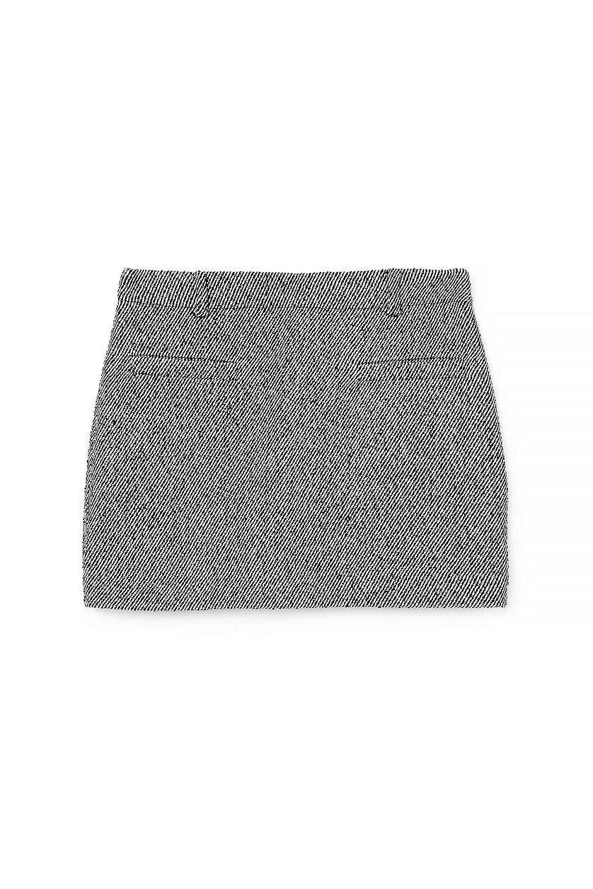 Tweed Pocket Detail Mini Skirt Grey Product Image