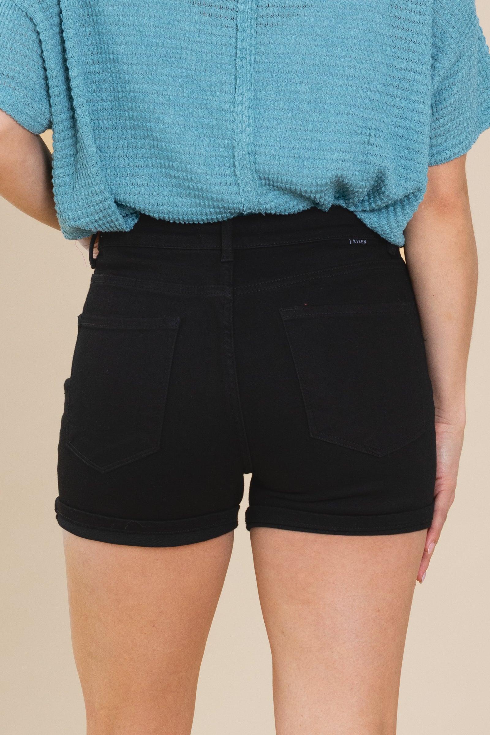 Risen Black Cuffed High Rise Cuffed Shorts Product Image