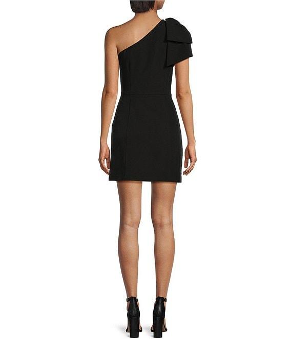 Gianni Bini Deliah One Bow Shoulder Sleeveless Sheath Crepe Mini Dress Product Image