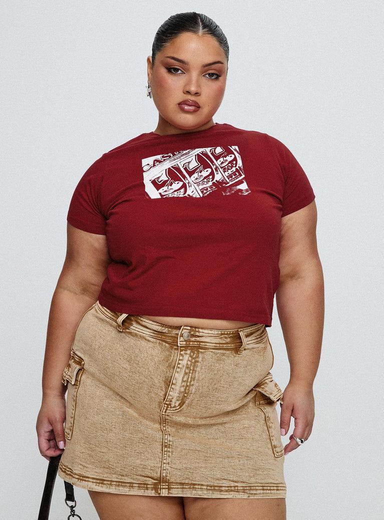 Velveta Low Rise Denim Skirt Camel Curve Product Image