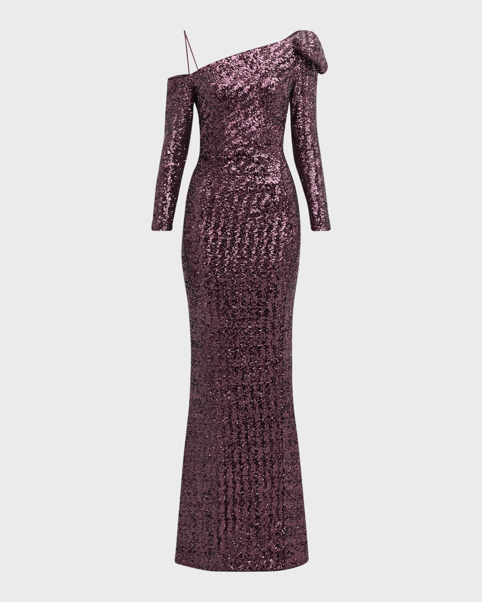 One-Shoulder Sequin Column Gown Product Image