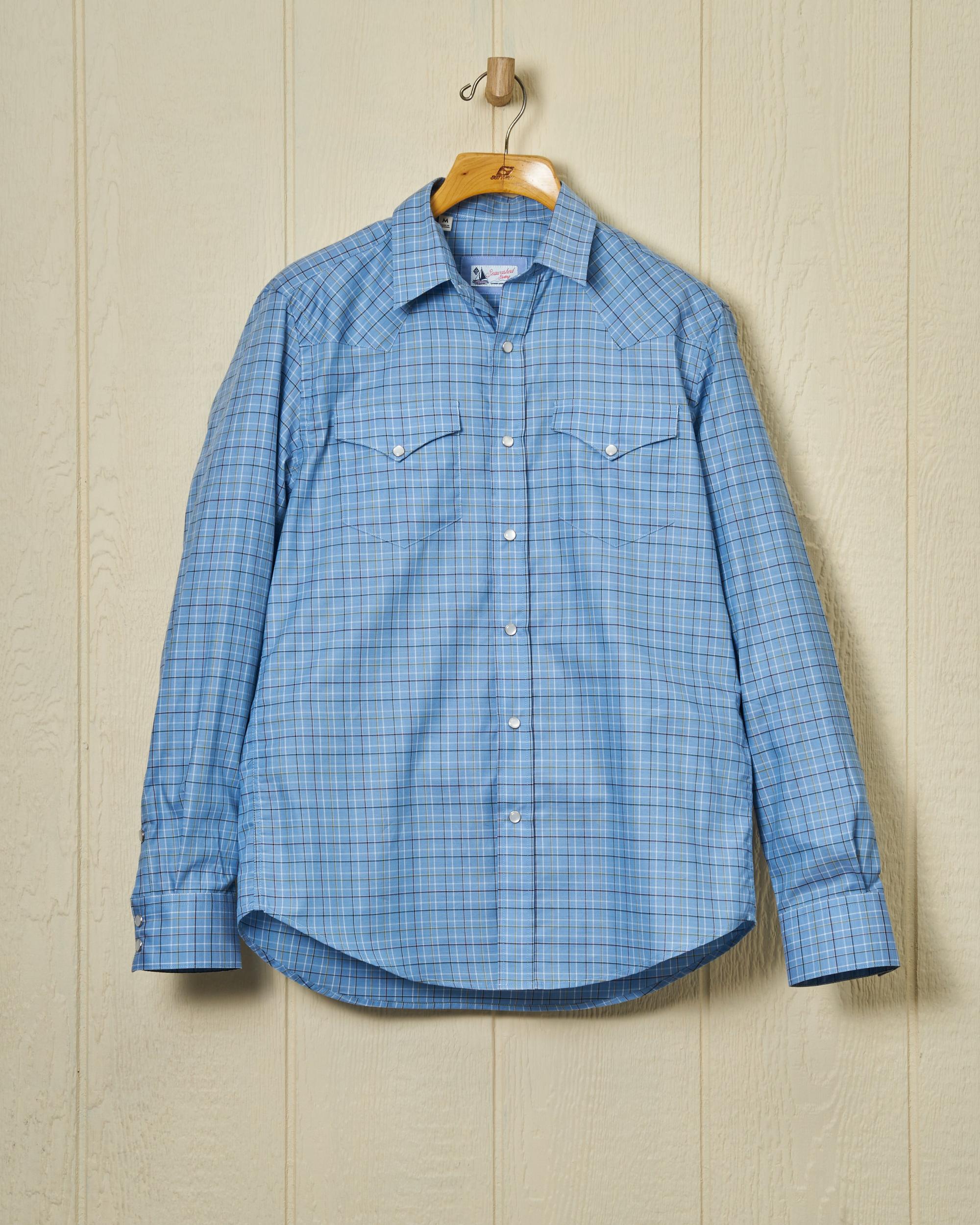 Western Sea-Washed Shirt in Blue Tattersall Product Image