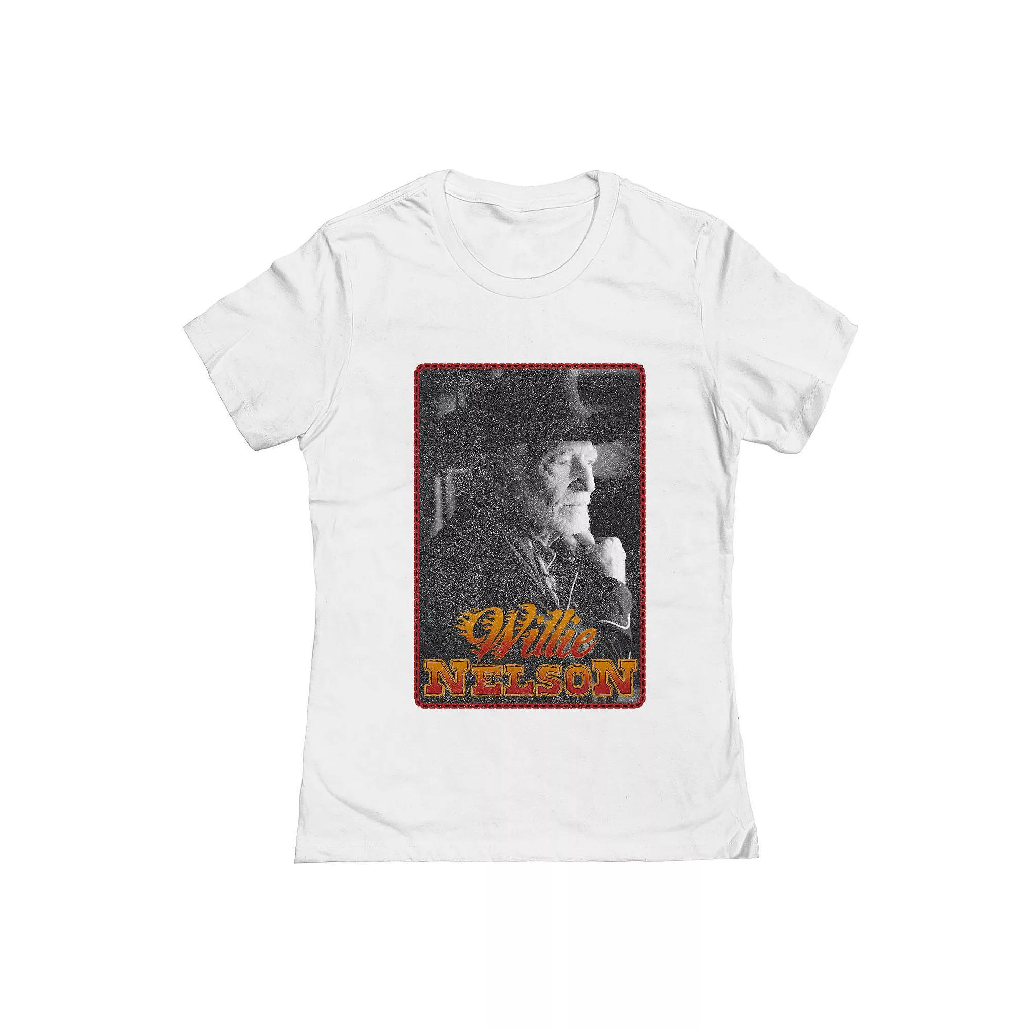 Junior's Willie Nelson Flame Logo Graphic Tee, Women's, Size: XXL, White Product Image