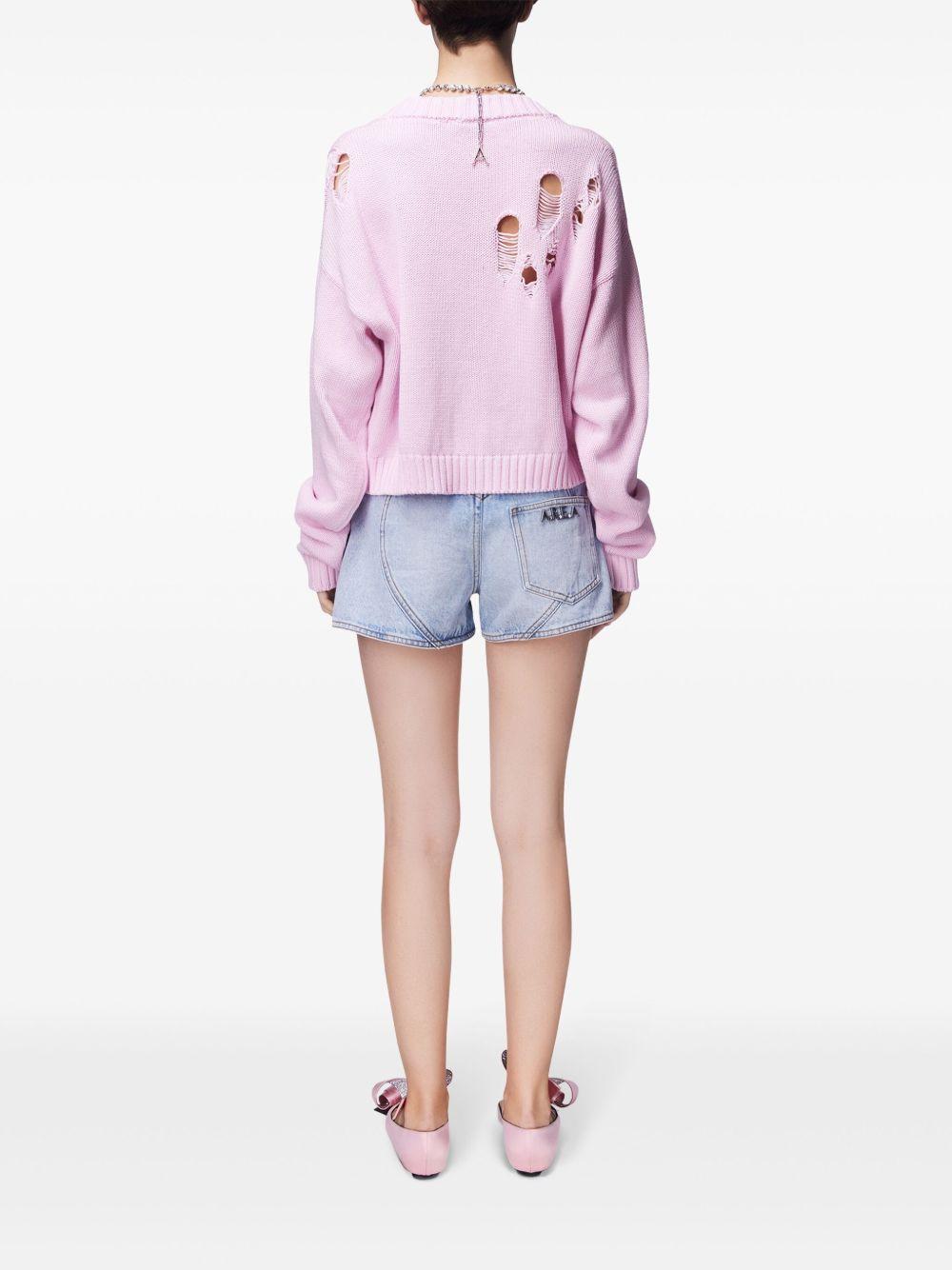 floral-appliqué denim shorts Product Image