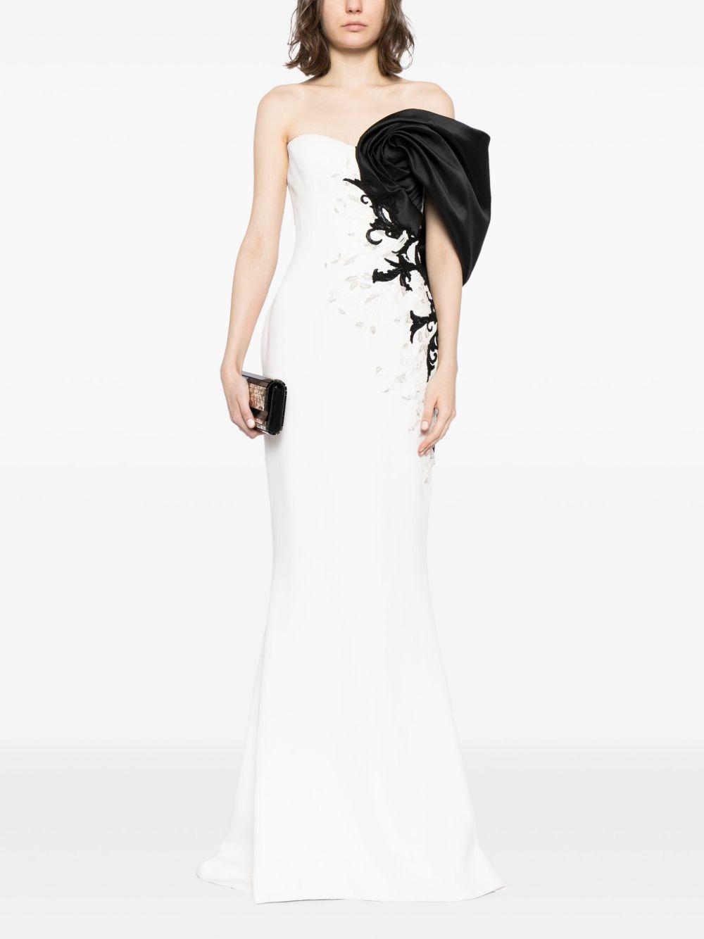 one-shoulder embroidered gown Product Image