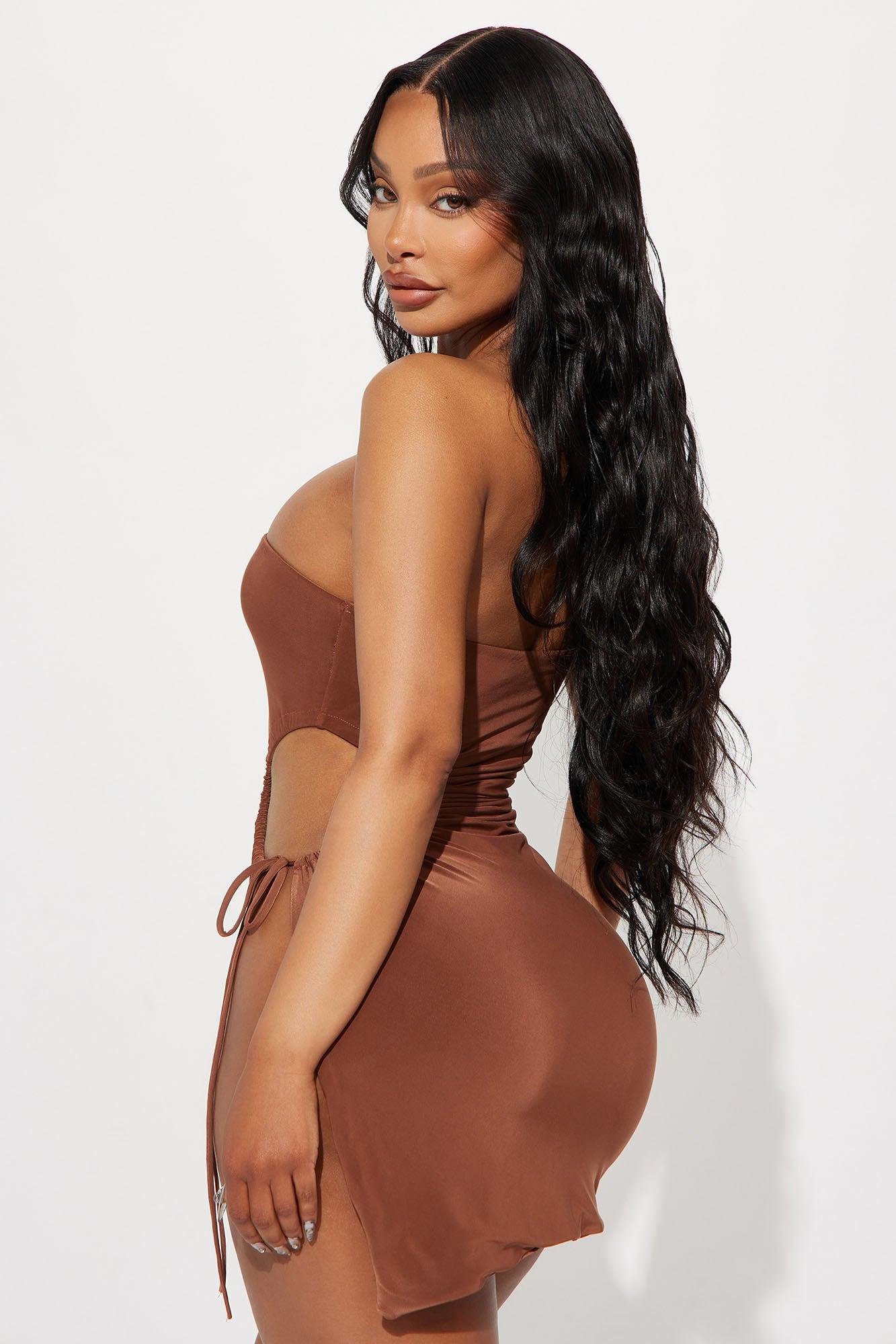 Mariana Ruched Mini Dress - Chocolate Product Image