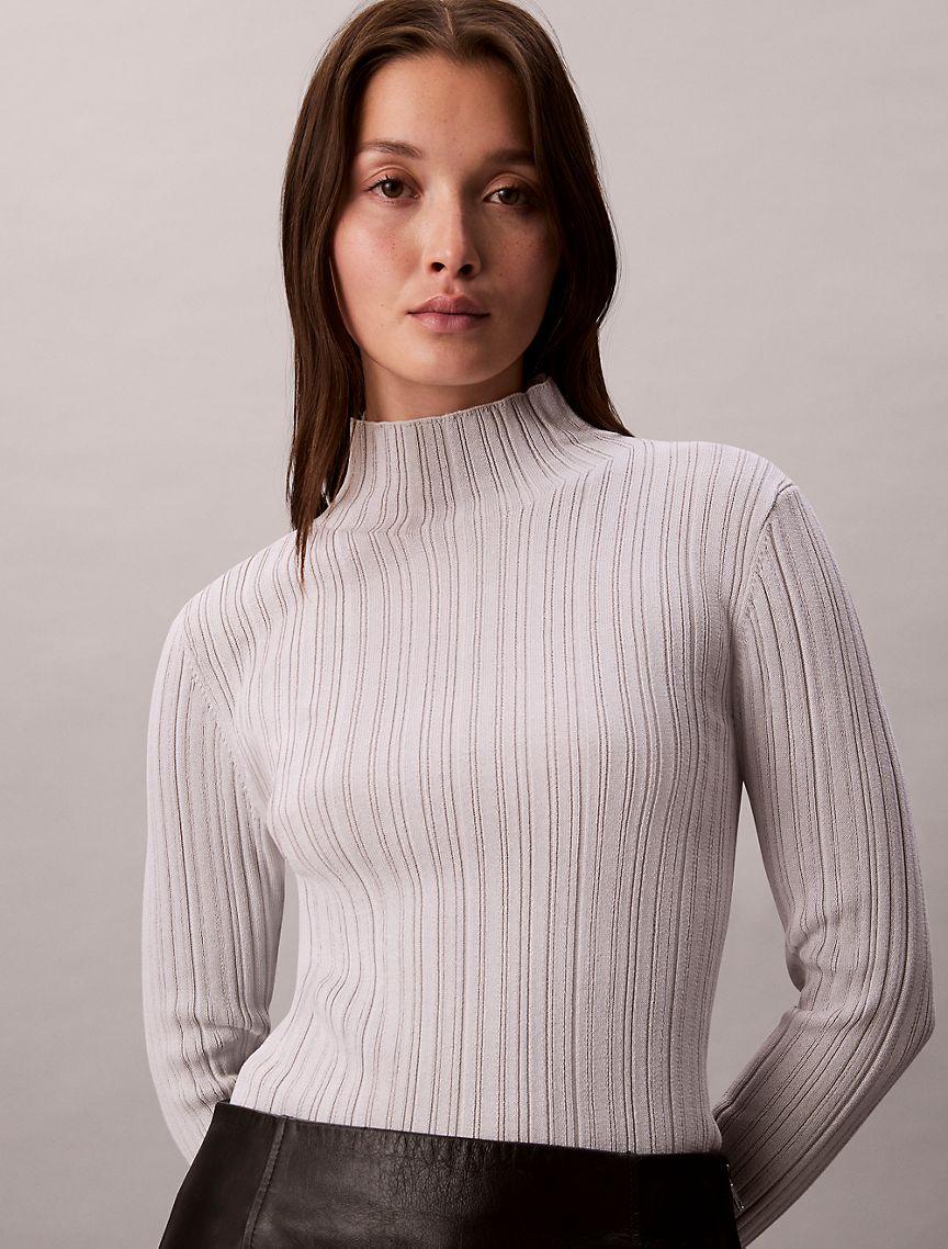 Viscose Blend Rib Mock Neck Sweater Product Image