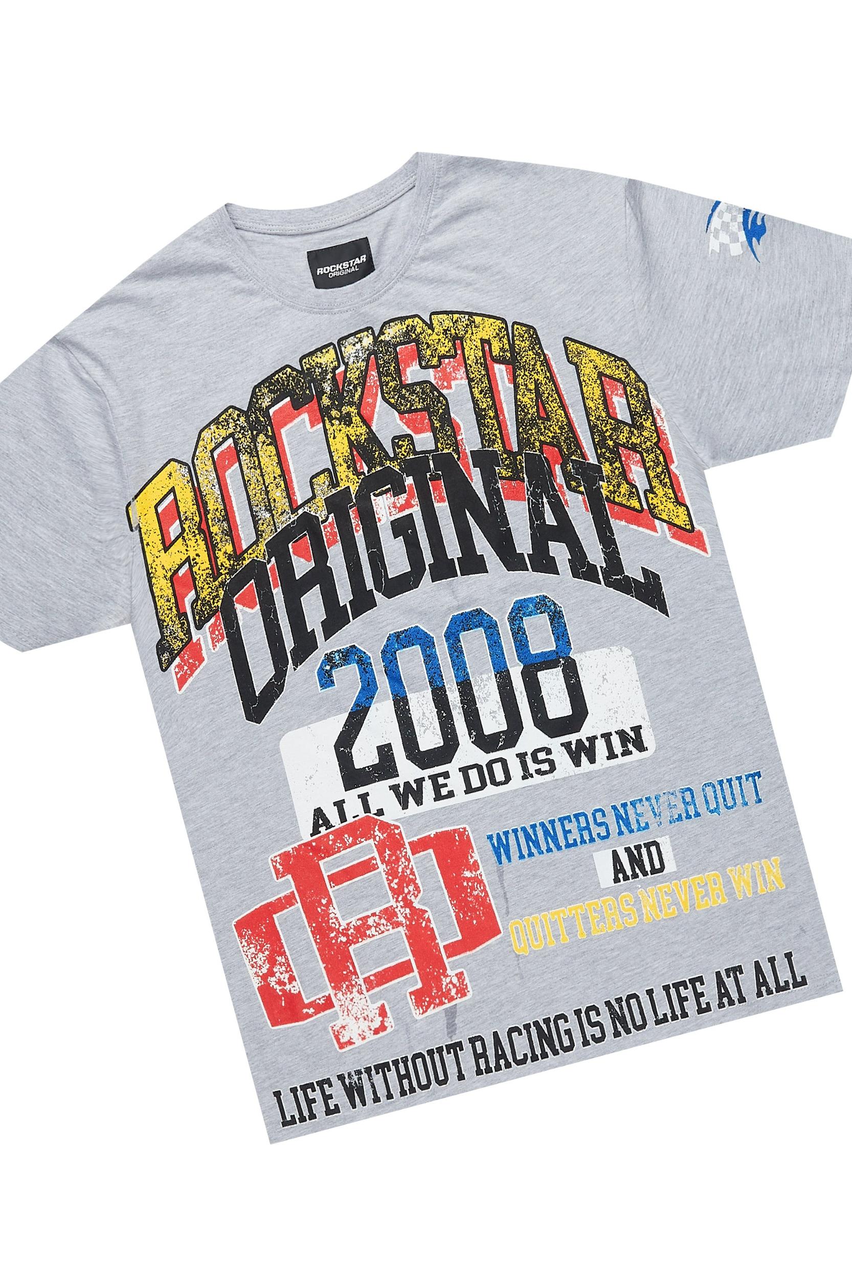 Colorful Race Heather Grey/Black T-Shirt Cargo Shorts Set Male Product Image