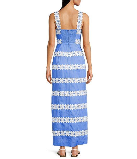 Lilly Pulitzer Davis Vintage Dobby Lily Lace Trim Square Neck Sleeveless Maxi Dress Product Image