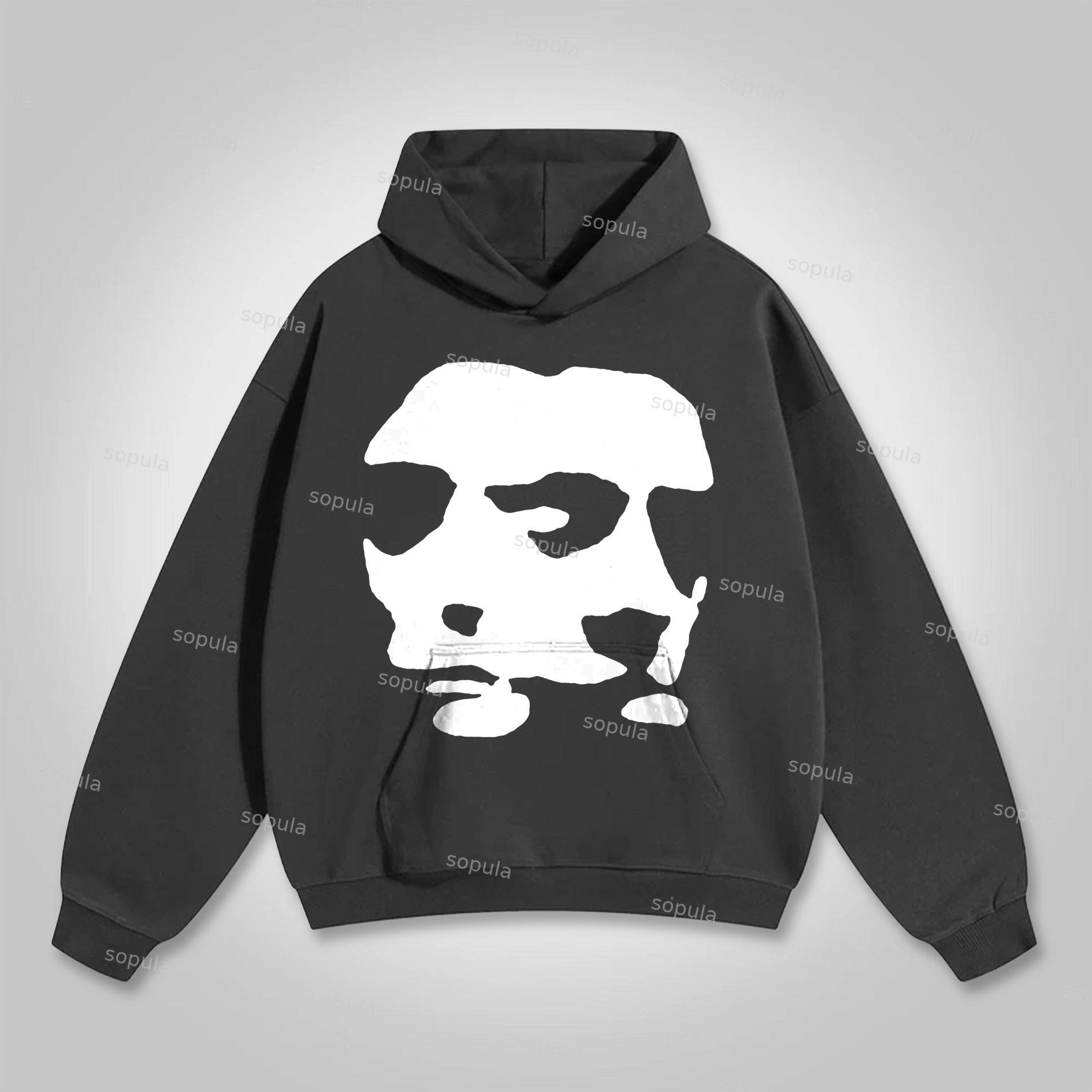 Scary Face Vintage Print Graphic Hoodie Product Image