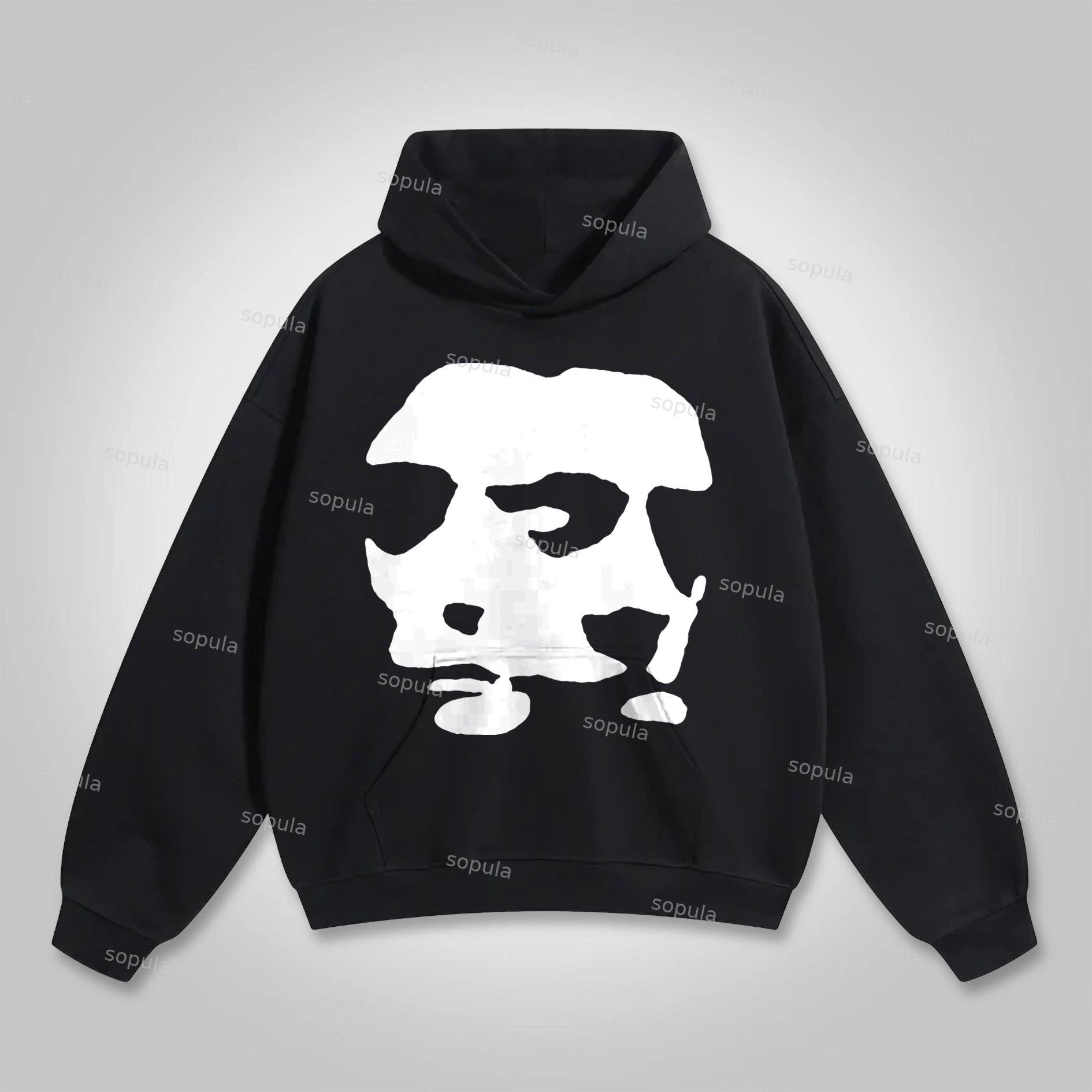 Scary Face Vintage Print Graphic Hoodie Product Image