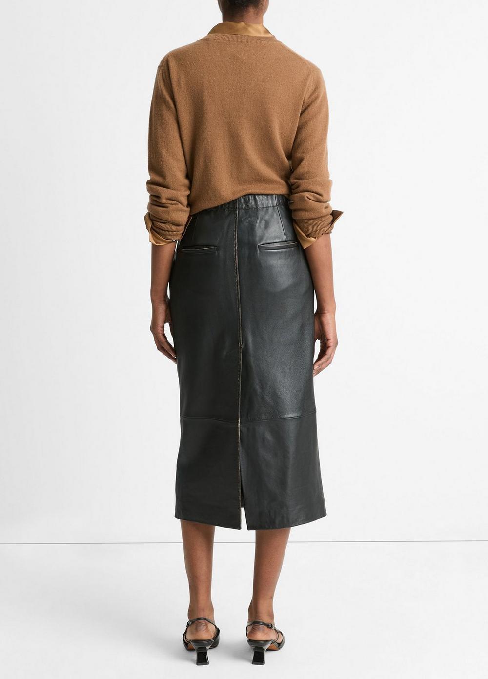 Leather Mid-Rise Pencil Skirt Product Image