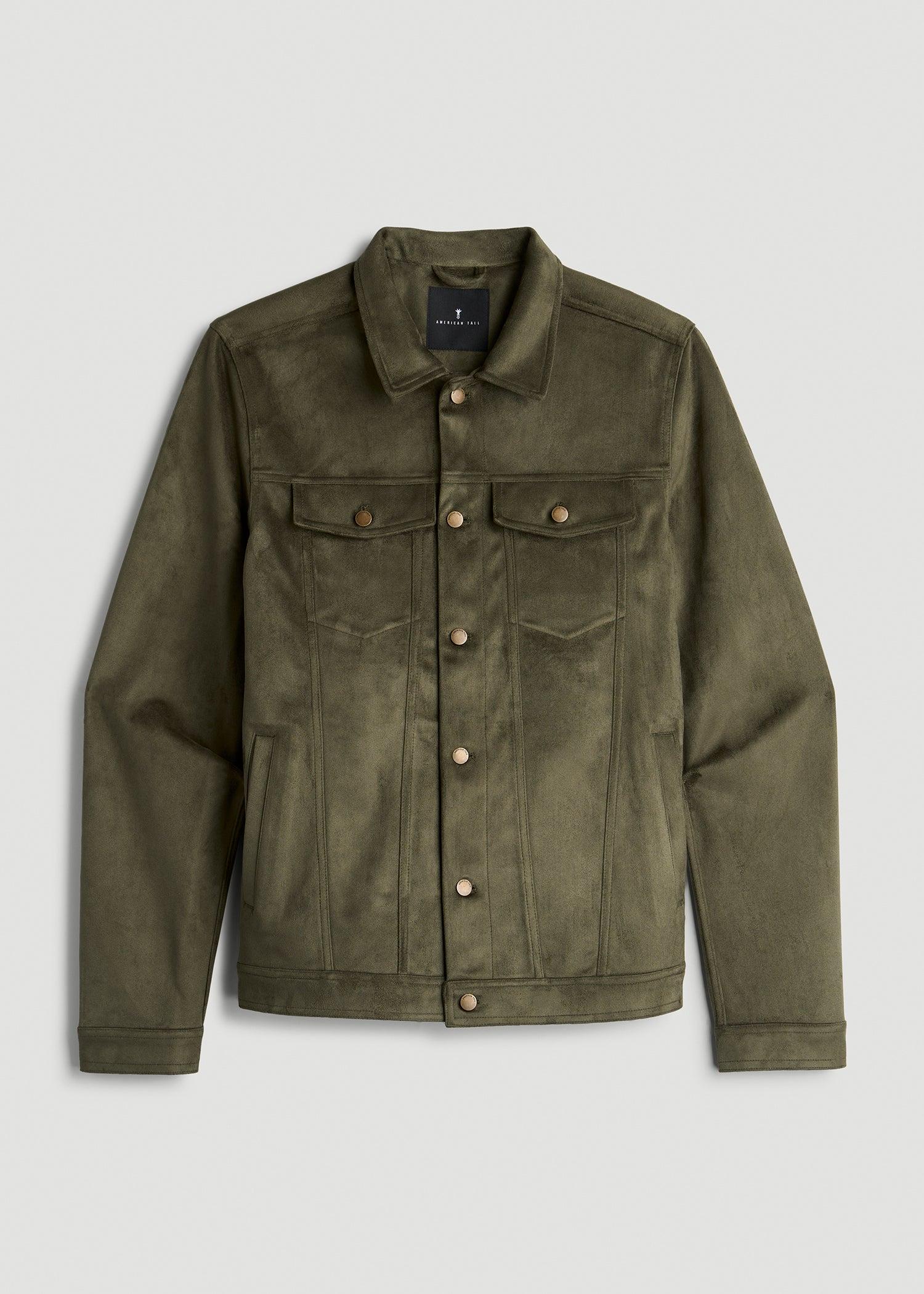 True Touch Suede Trucker Jacket for Tall Men in Forest Night Male Product Image
