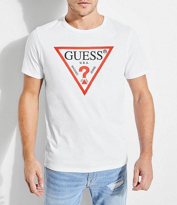 Guess Short-Sleeve Slim Fit Classic Triangle Logo Graphic T-Shirt Product Image