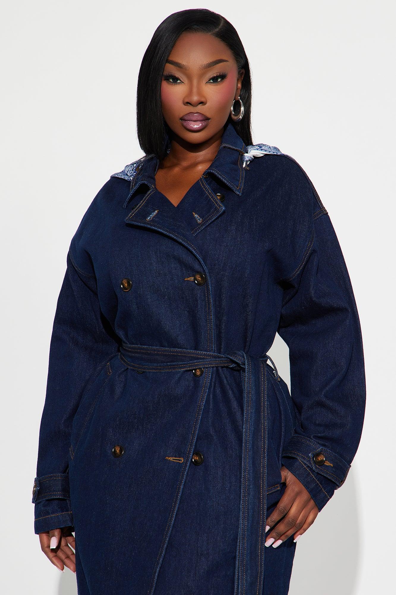 Italia Denim Trench Coat - Dark Wash Female Product Image