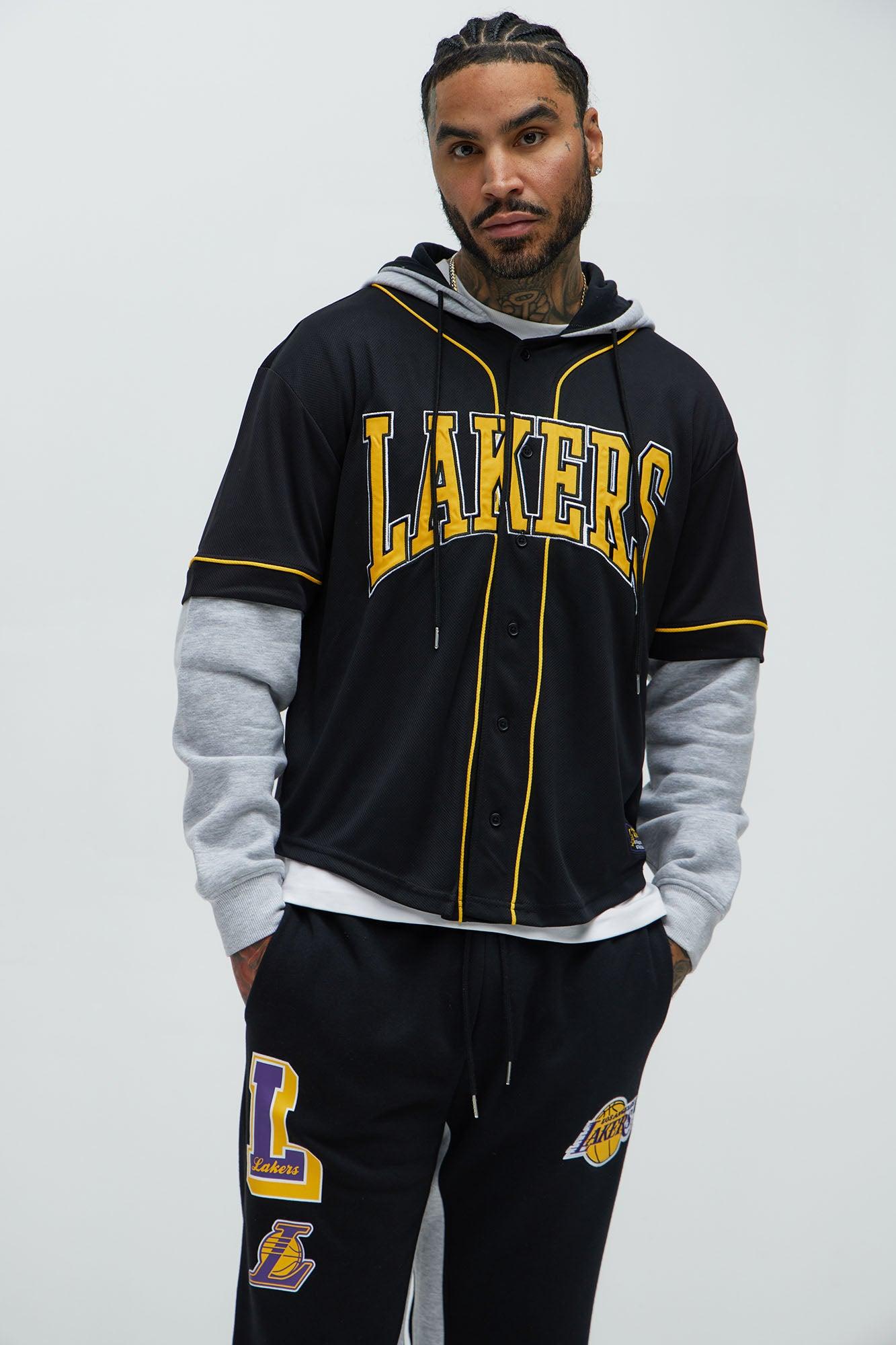Lakers Clean Up Button Hoodie - Black Product Image