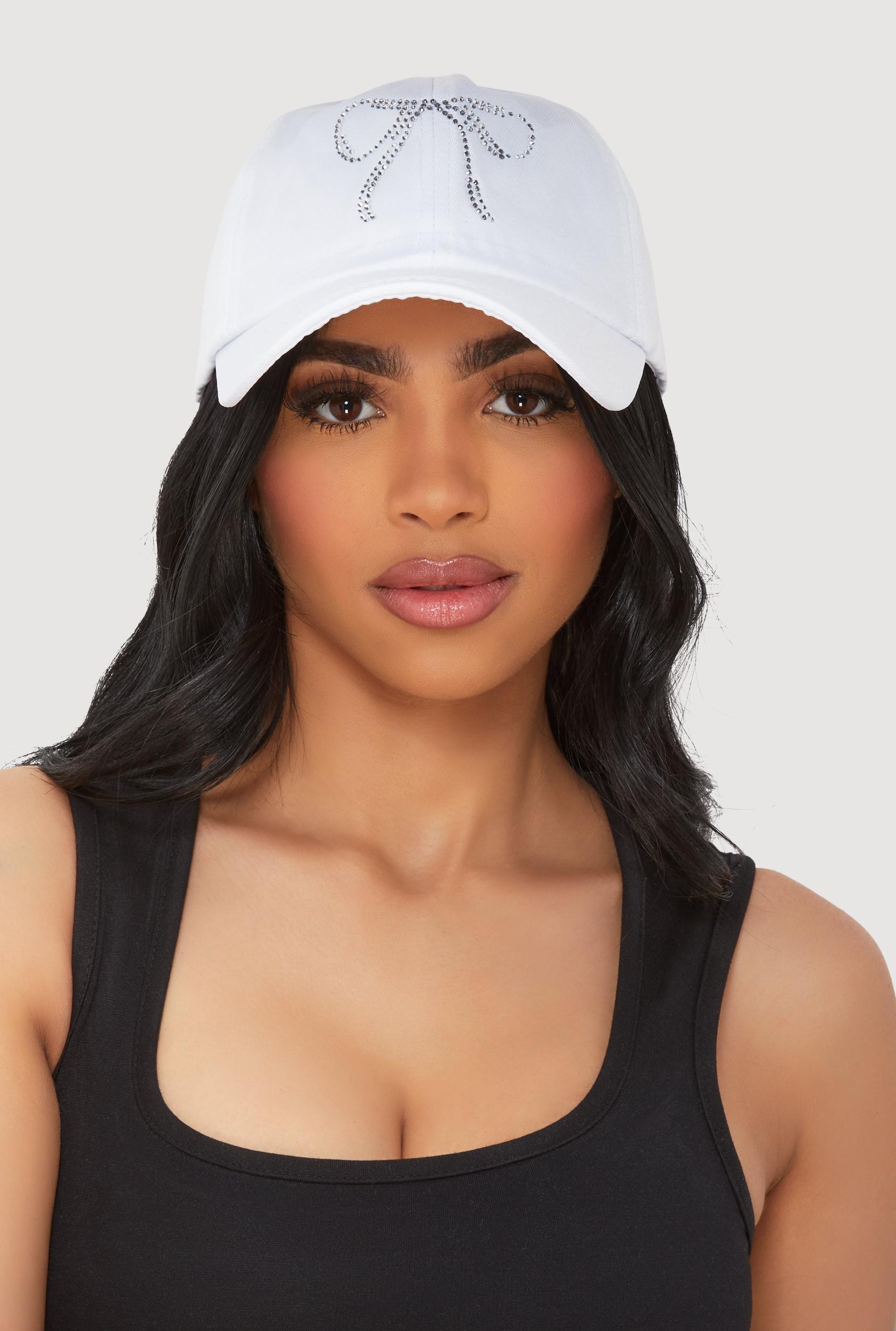 Womens Rhinestone Bow Baseball Cap Product Image