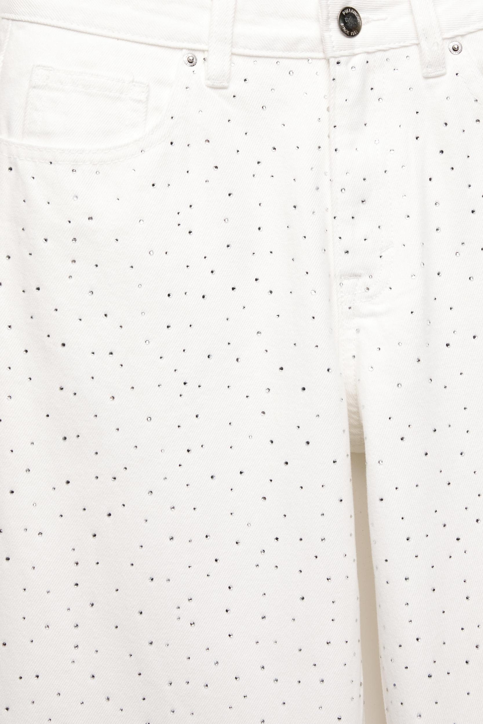 Straight-leg baggy jeans with rhinestones Product Image