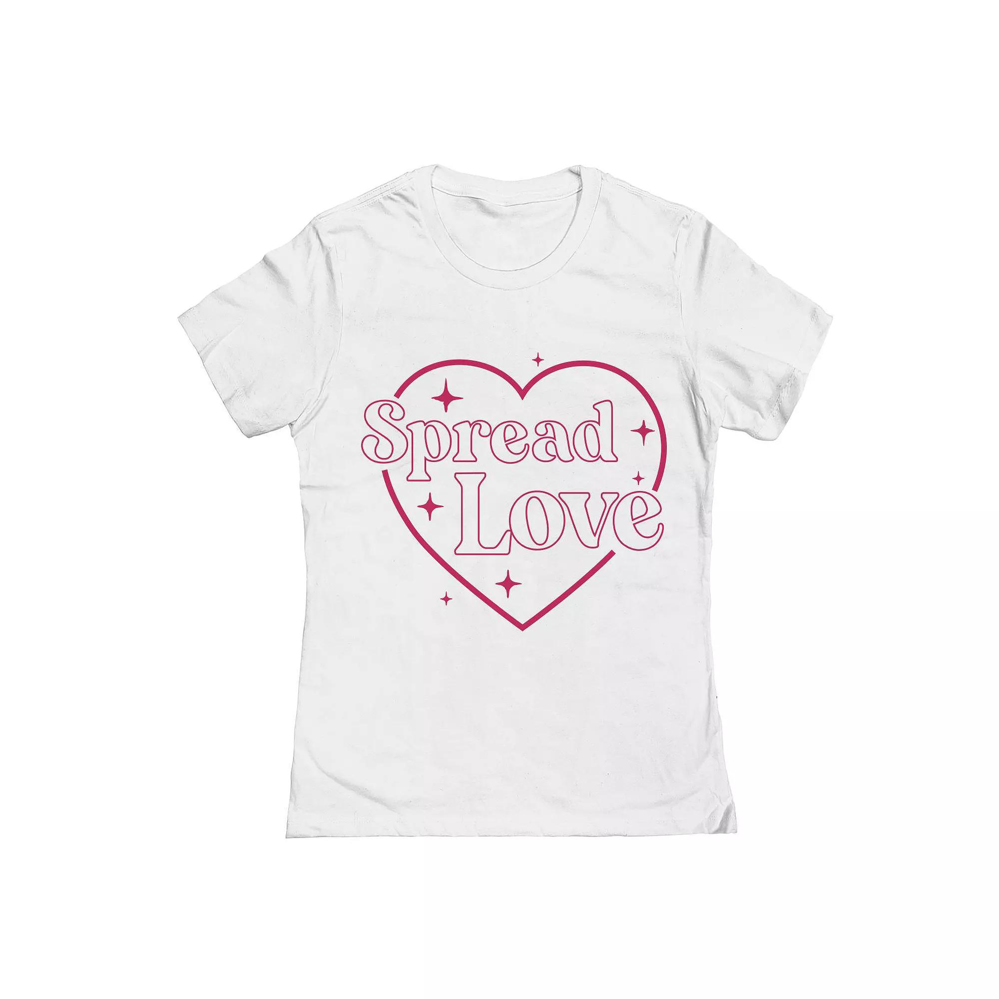 Junior's Spread Love Heart Valentine's Day Graphic Tee, Women's, Size: XL, White Product Image