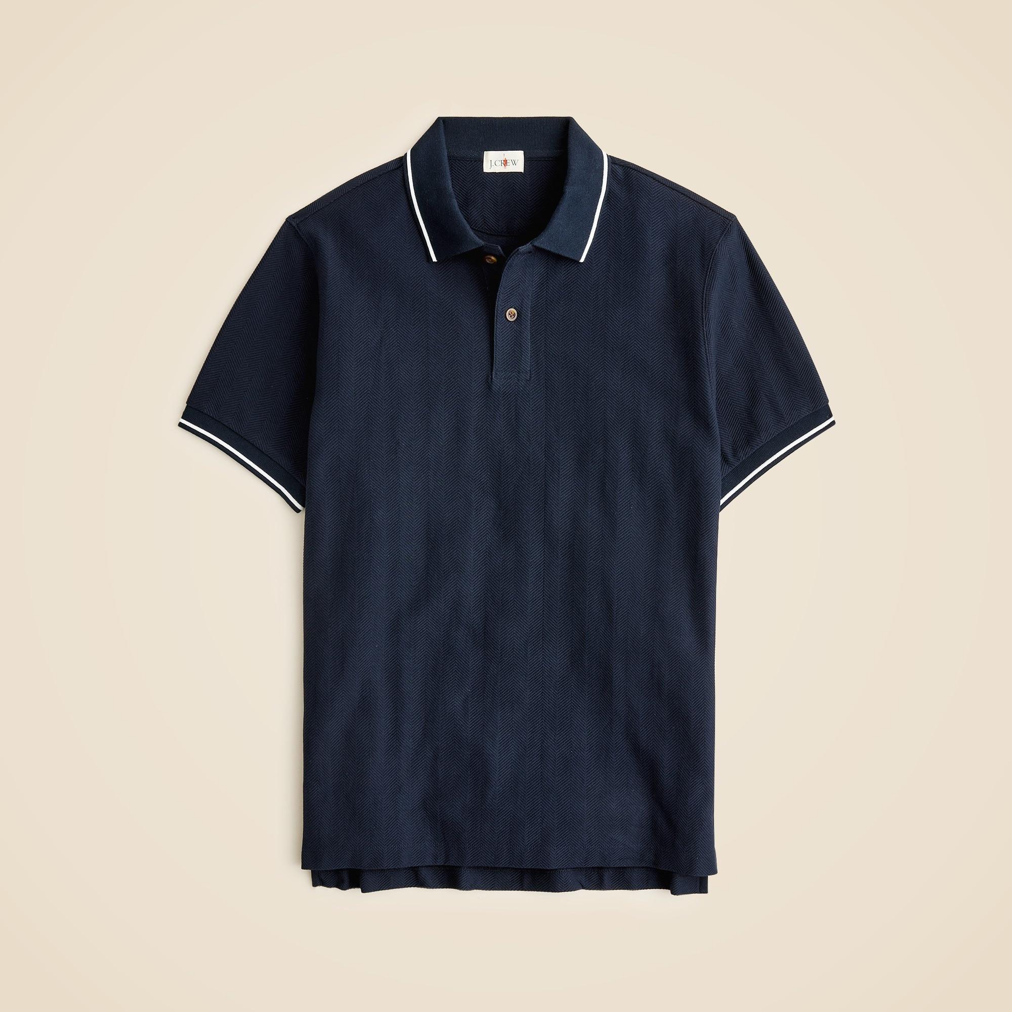 Cotton herringbone tipped polo shirt Product Image