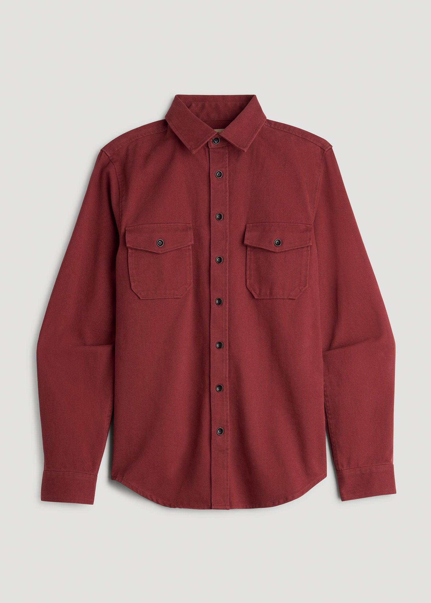LJ&S Heavyweight Cotton Twill Overshirt for Tall Men in Burnt Brick Product Image